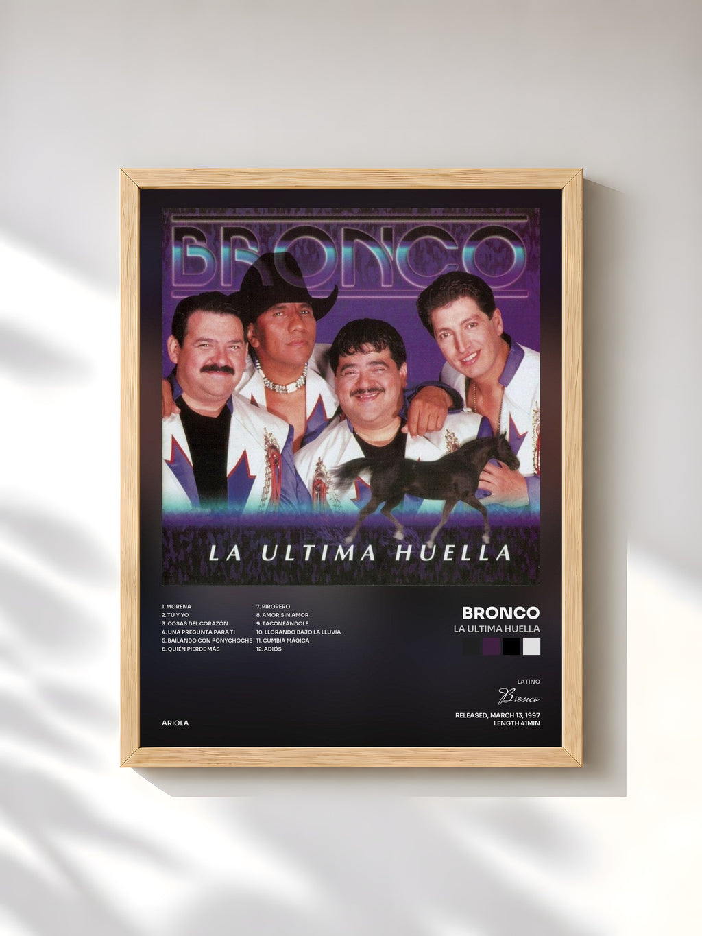#bois Tableau de l'album La Ultima Huella de Bronco, cadre en bois brut, imprimé et encadré en France