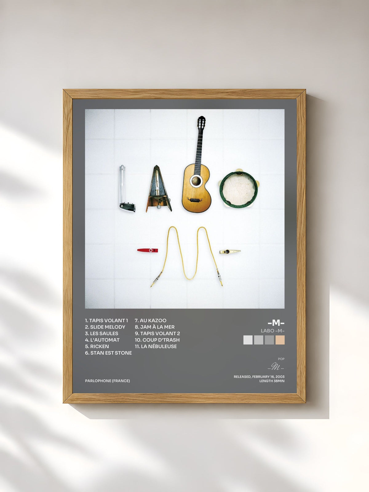 #bois Tableau de l'album Labo -M- de -M-, cadre en bois brut, imprimé et encadré en France