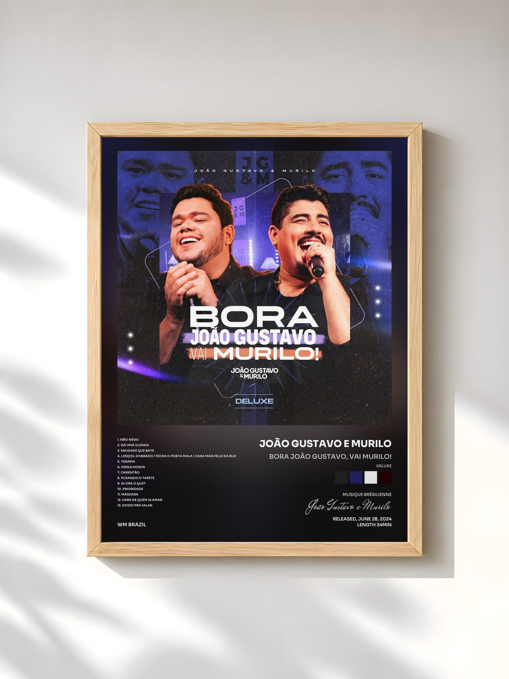 #bois Tableau de l'album Bora João Gustavo, Vai Murilo! (Deluxe) de João Gustavo e Murilo, cadre en bois brut, imprimé et encadré en France