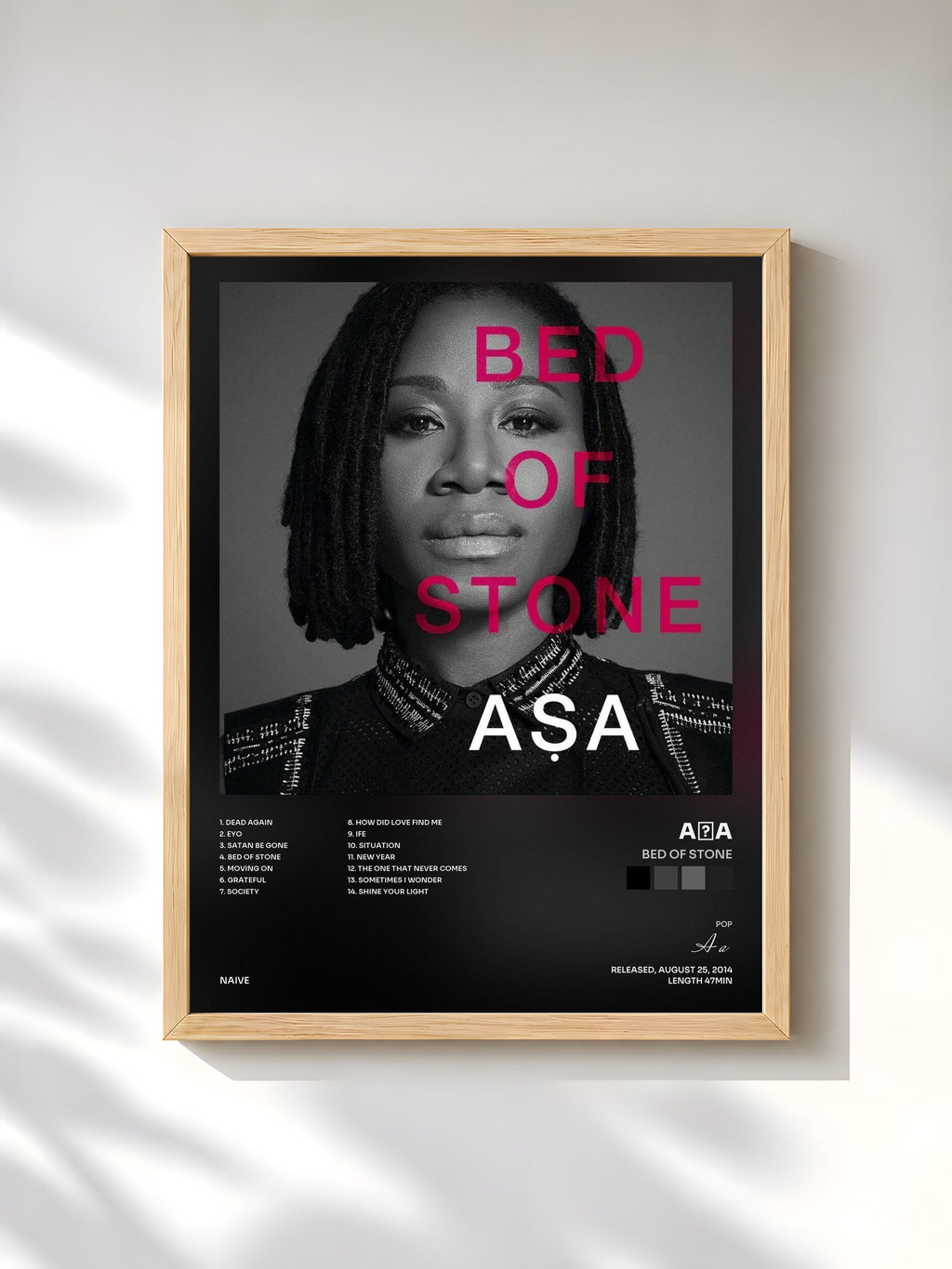 #bois Tableau de l'album Bed of Stone de Aṣa, cadre en bois brut, imprimé et encadré en France