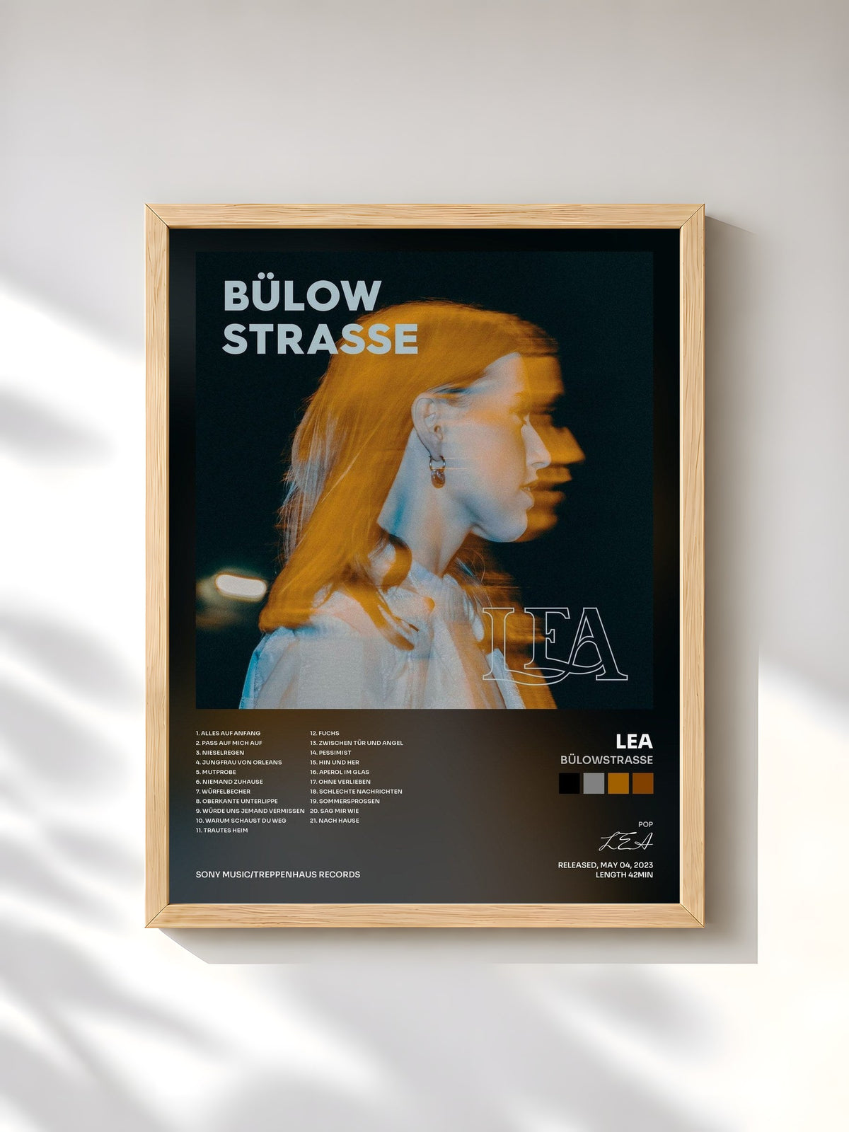 #bois Tableau de l'album Bülowstrasse de LEA, cadre en bois brut, imprimé et encadré en France
