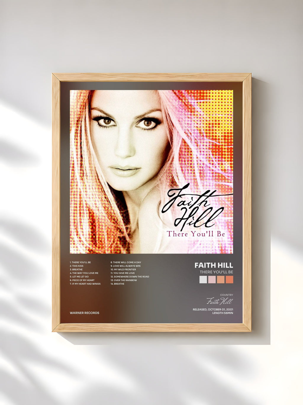 #bois Tableau de l'album There You'll Be de Faith Hill, cadre en bois brut, imprimé et encadré en France