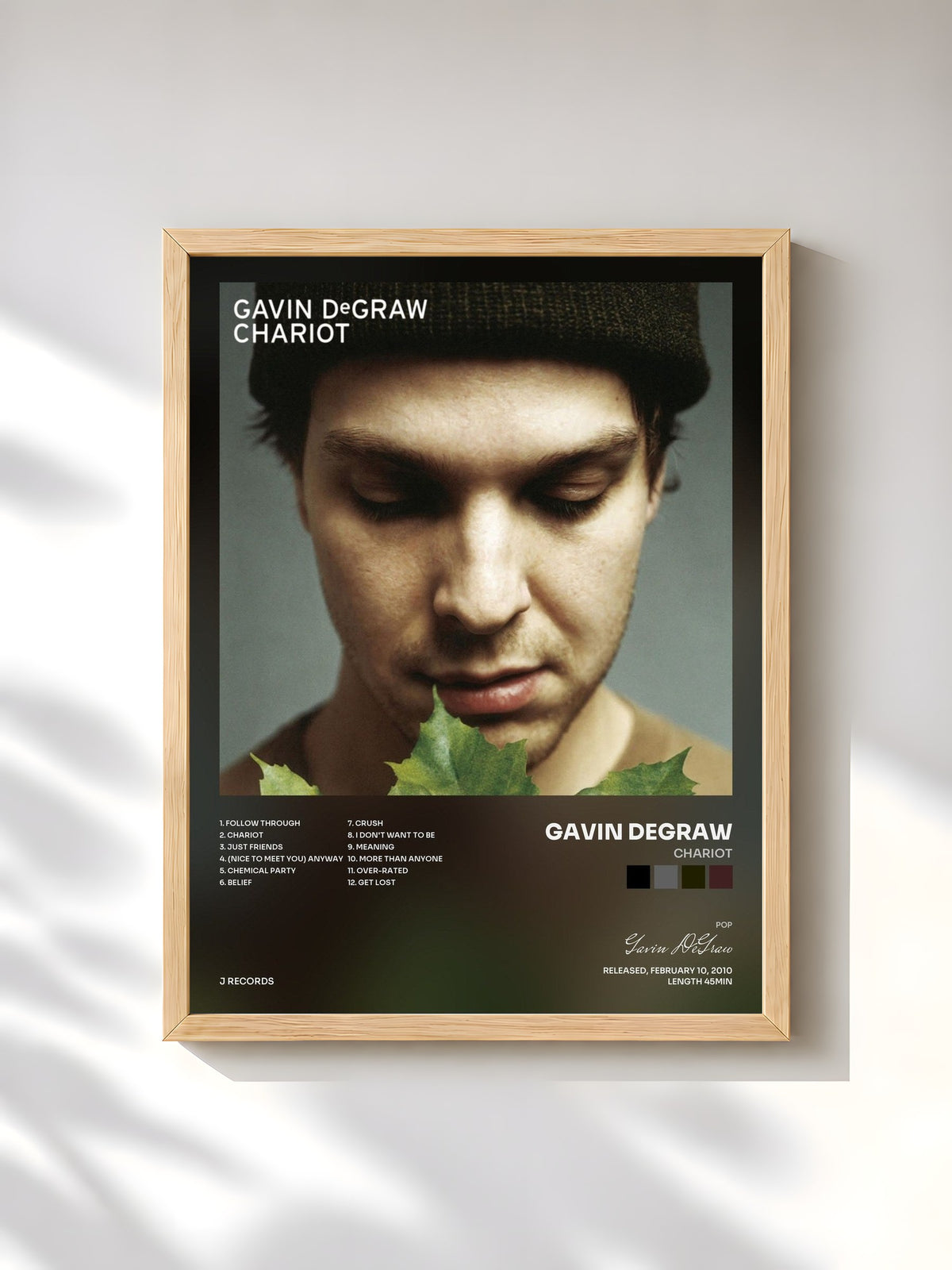 #bois Tableau de l'album Chariot de Gavin DeGraw, cadre en bois brut, imprimé et encadré en France