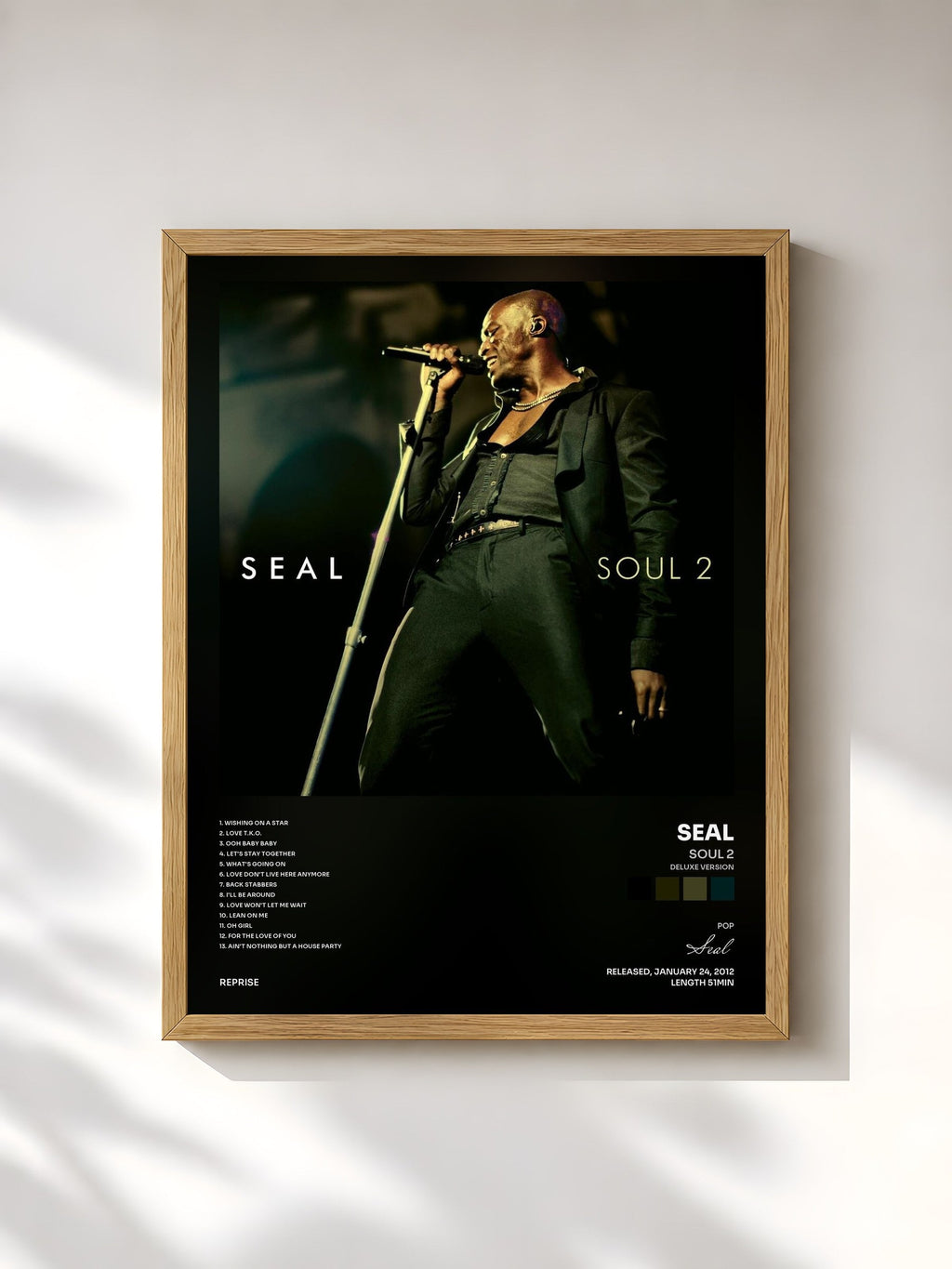 #bois Tableau de l'album Soul 2 (Deluxe Version) de Seal, cadre en bois brut, imprimé et encadré en France