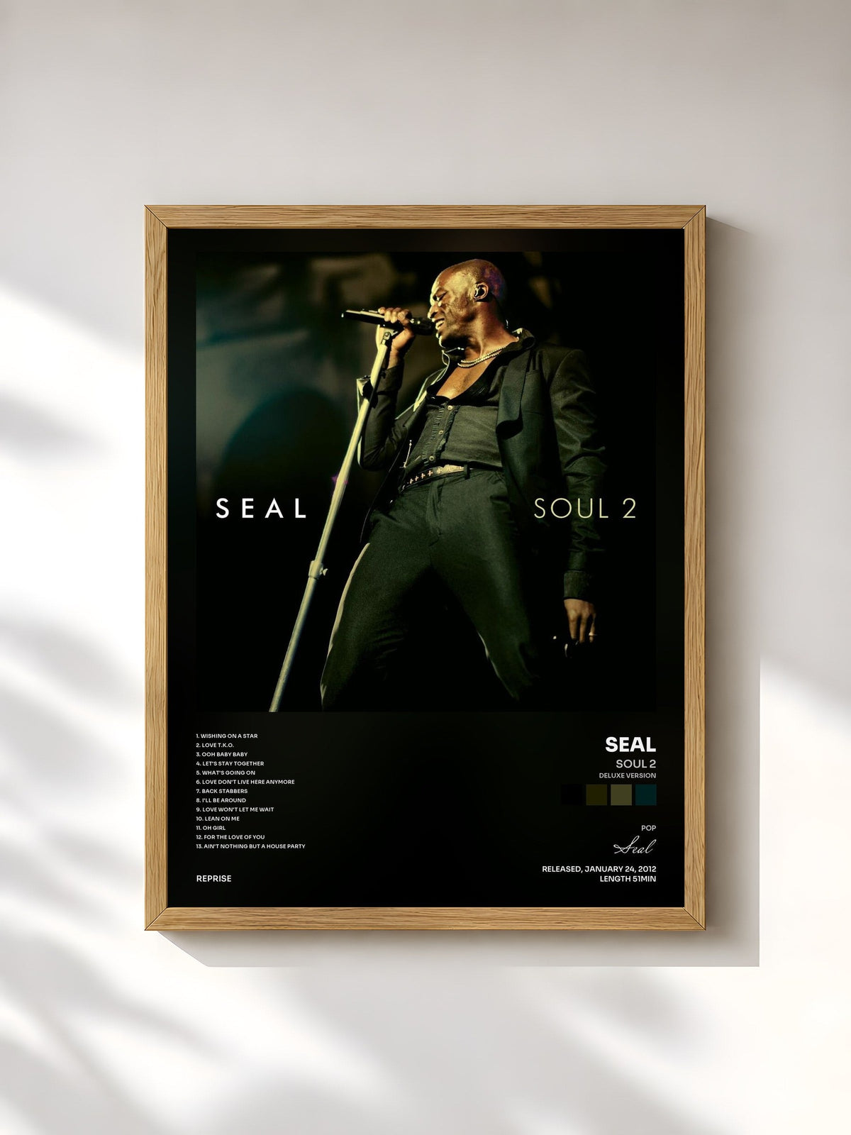 #bois Tableau de l'album Soul 2 (Deluxe Version) de Seal, cadre en bois brut, imprimé et encadré en France