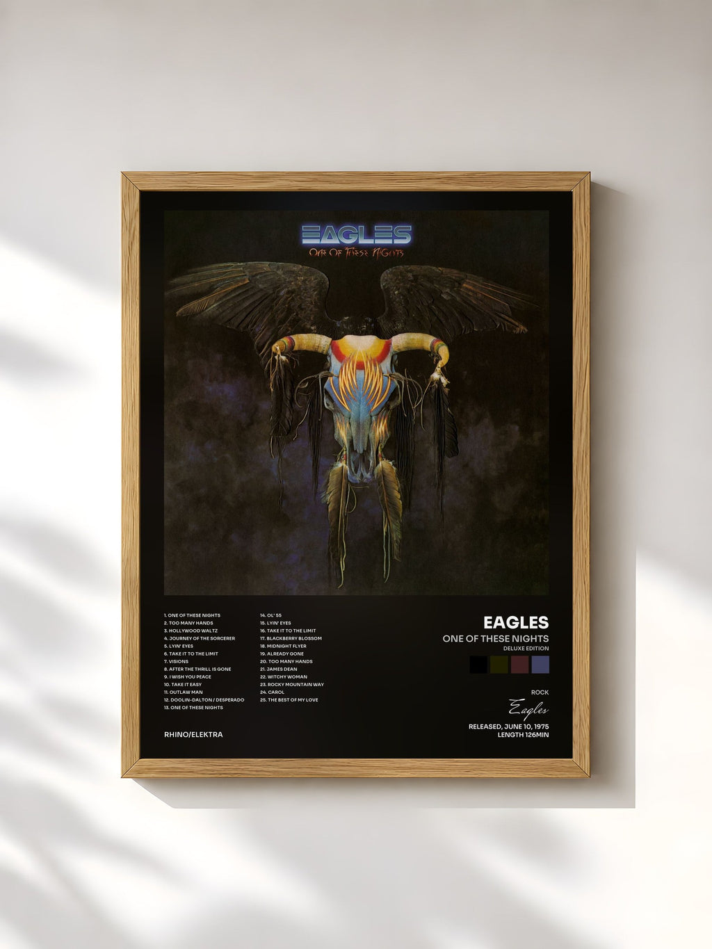 #bois Tableau de l'album One of These Nights (Deluxe Edition) de Eagles, cadre en bois brut, imprimé et encadré en France