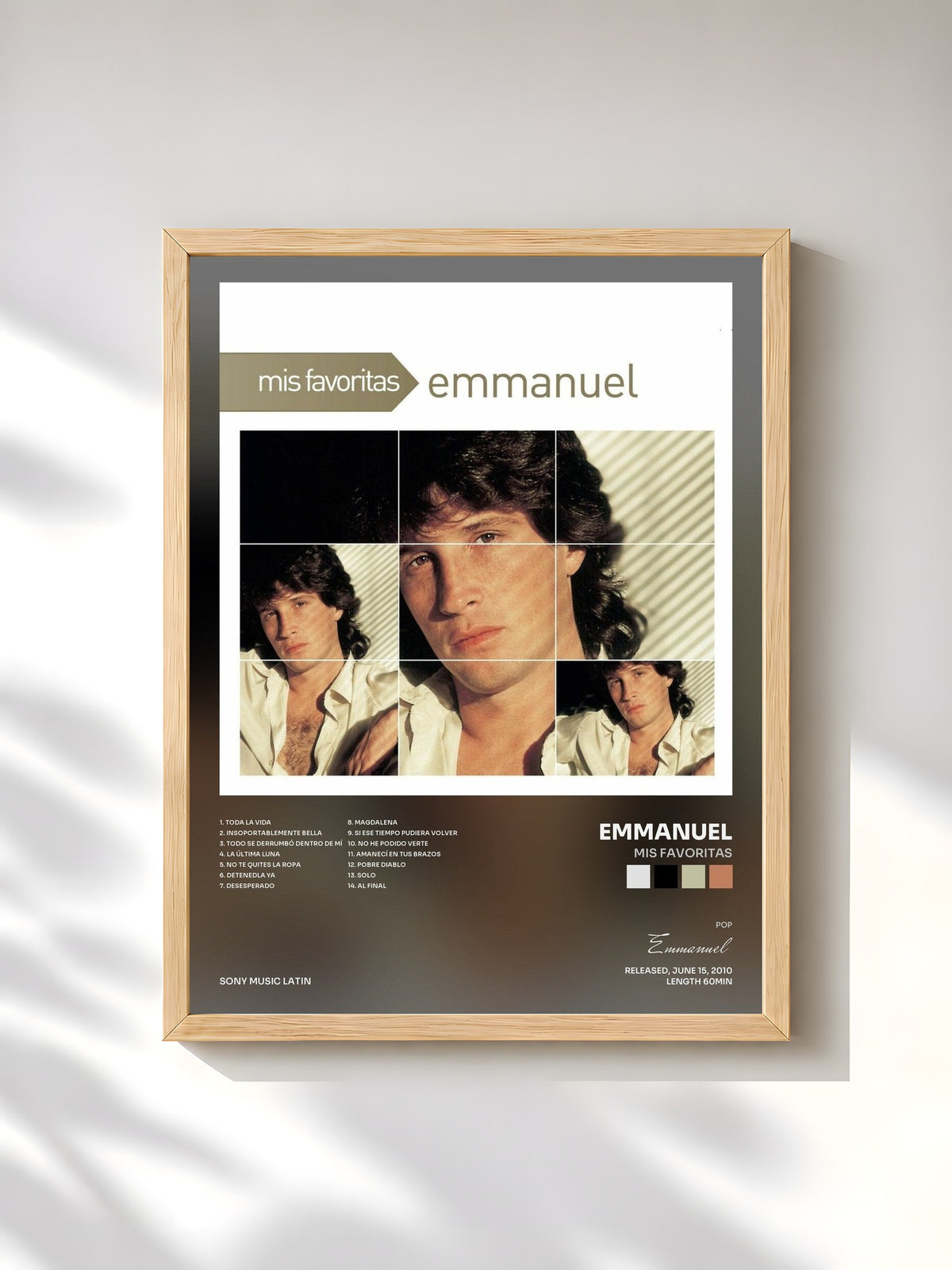 #bois Tableau de l'album Mis Favoritas de Emmanuel, cadre en bois brut, imprimé et encadré en France