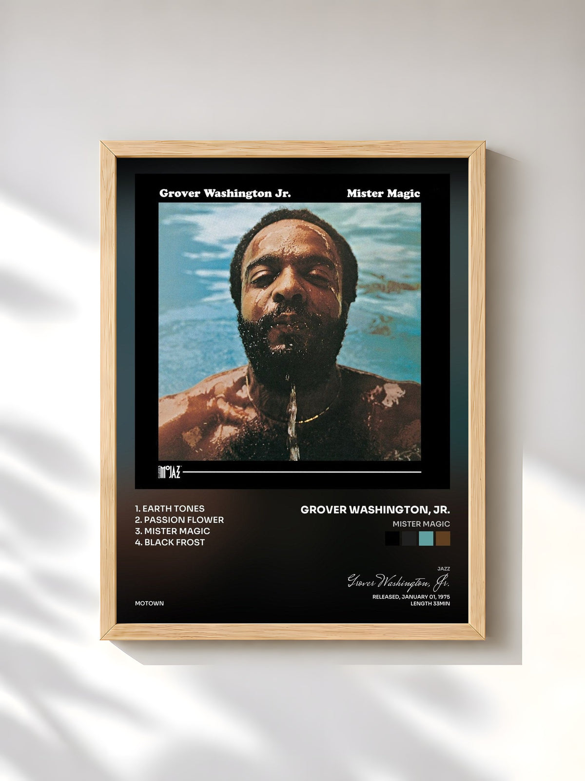 #bois Tableau de l'album Mister Magic de Grover Washington, Jr., cadre en bois brut, imprimé et encadré en France
