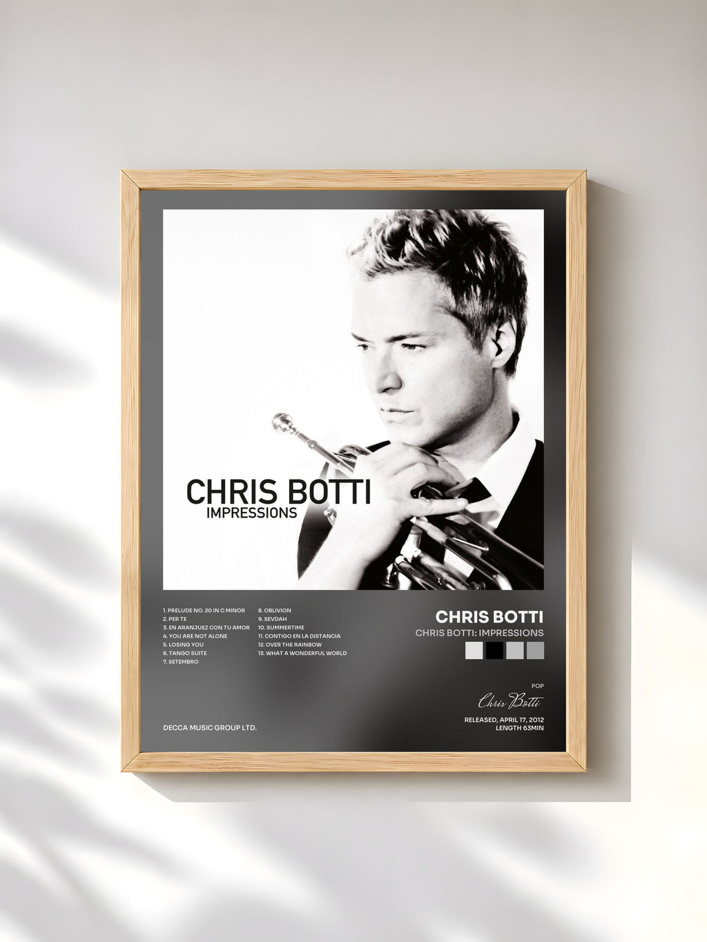 #bois Tableau de l'album Chris Botti: Impressions de Chris Botti, cadre en bois brut, imprimé et encadré en France