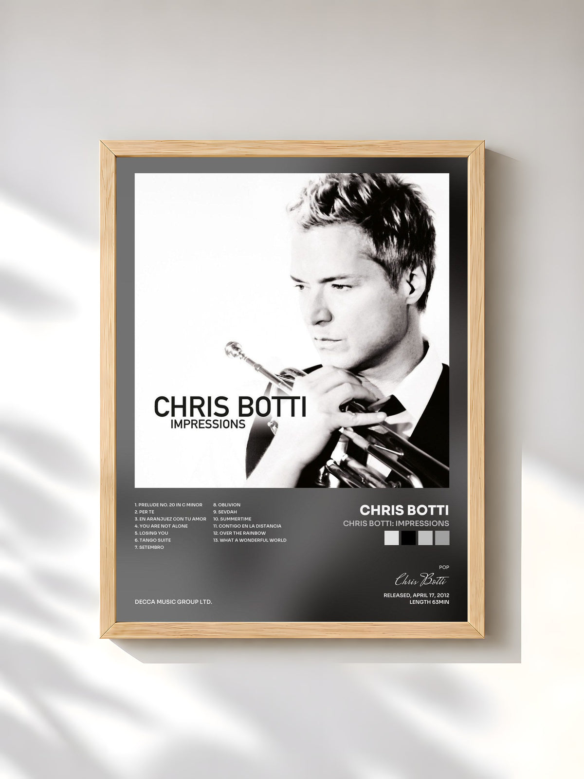#bois Tableau de l'album Chris Botti: Impressions de Chris Botti, cadre en bois brut, imprimé et encadré en France