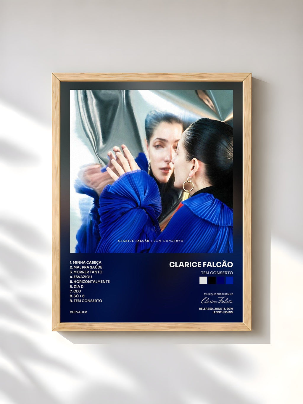 #bois Tableau de l'album Tem Conserto de Clarice Falcão, cadre en bois brut, imprimé et encadré en France