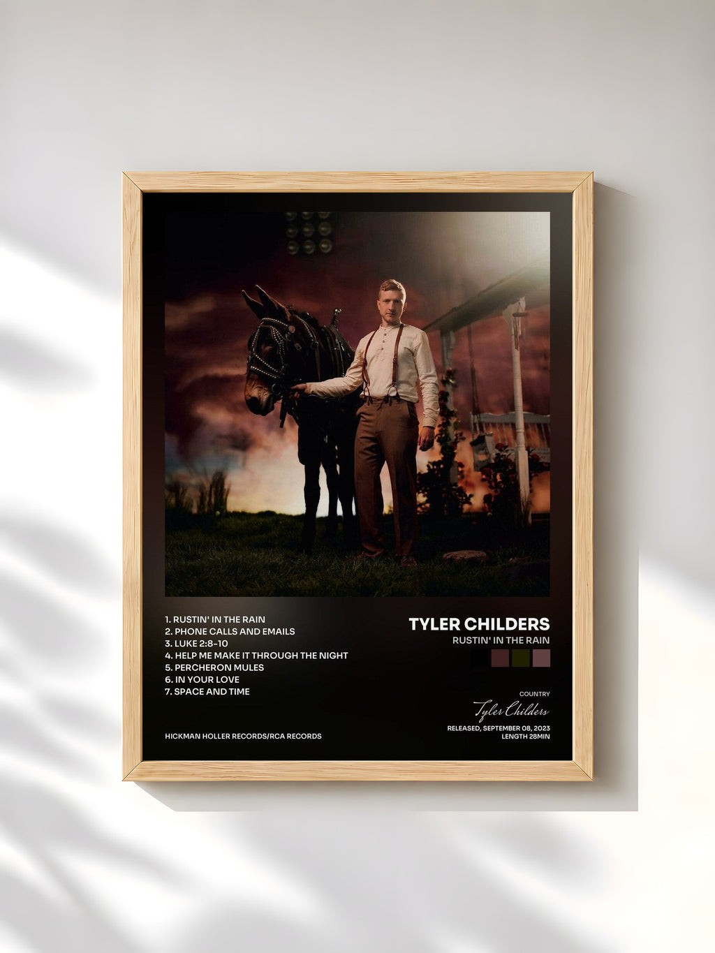 #bois Tableau de l'album Rustin' In The Rain de Tyler Childers, cadre en bois brut, imprimé et encadré en France