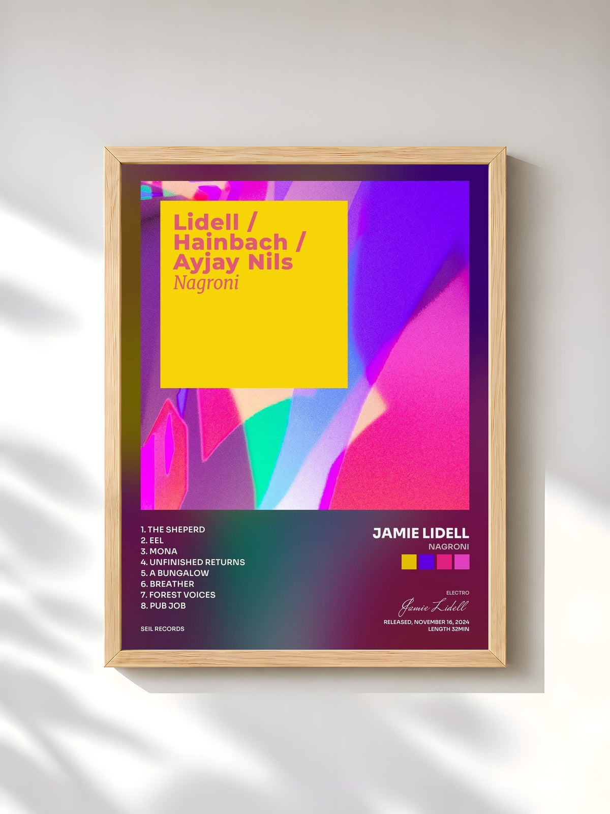 #bois Tableau de l'album Nagroni de Jamie Lidell, cadre en bois brut, imprimé et encadré en France