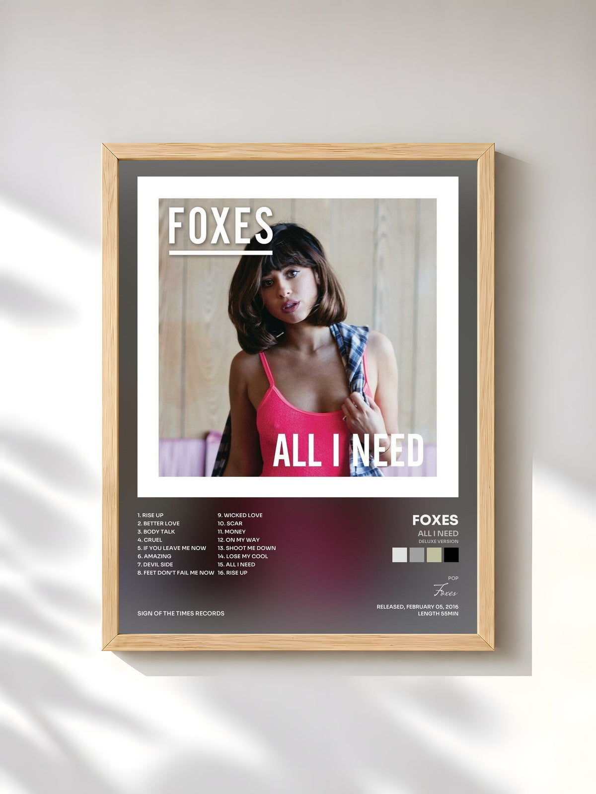#bois Tableau de l'album All I Need (Deluxe Version) de Foxes, cadre en bois brut, imprimé et encadré en France