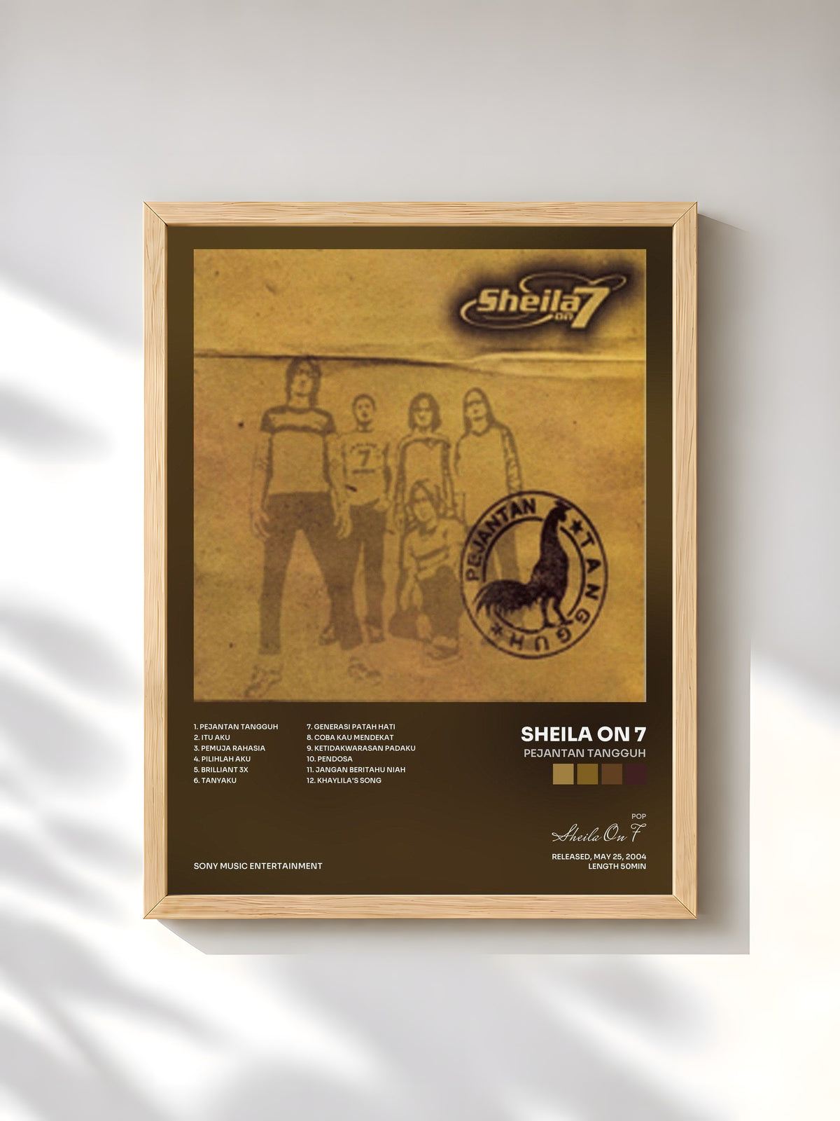 #bois Tableau de l'album Pejantan Tangguh de Sheila On 7, cadre en bois brut, imprimé et encadré en France