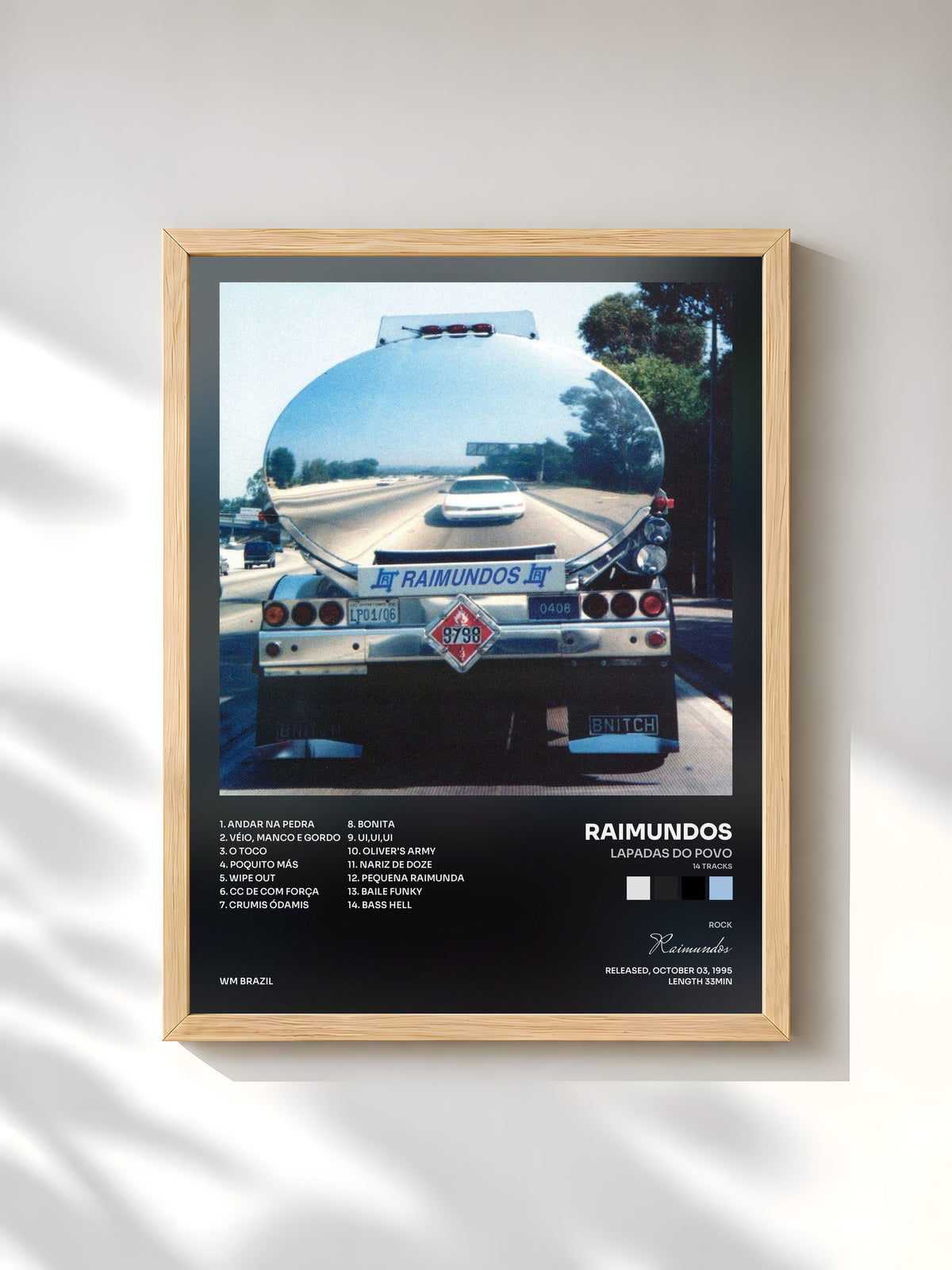 #bois Tableau de l'album Lapadas do Povo (14 Tracks) de Raimundos, cadre en bois brut, imprimé et encadré en France