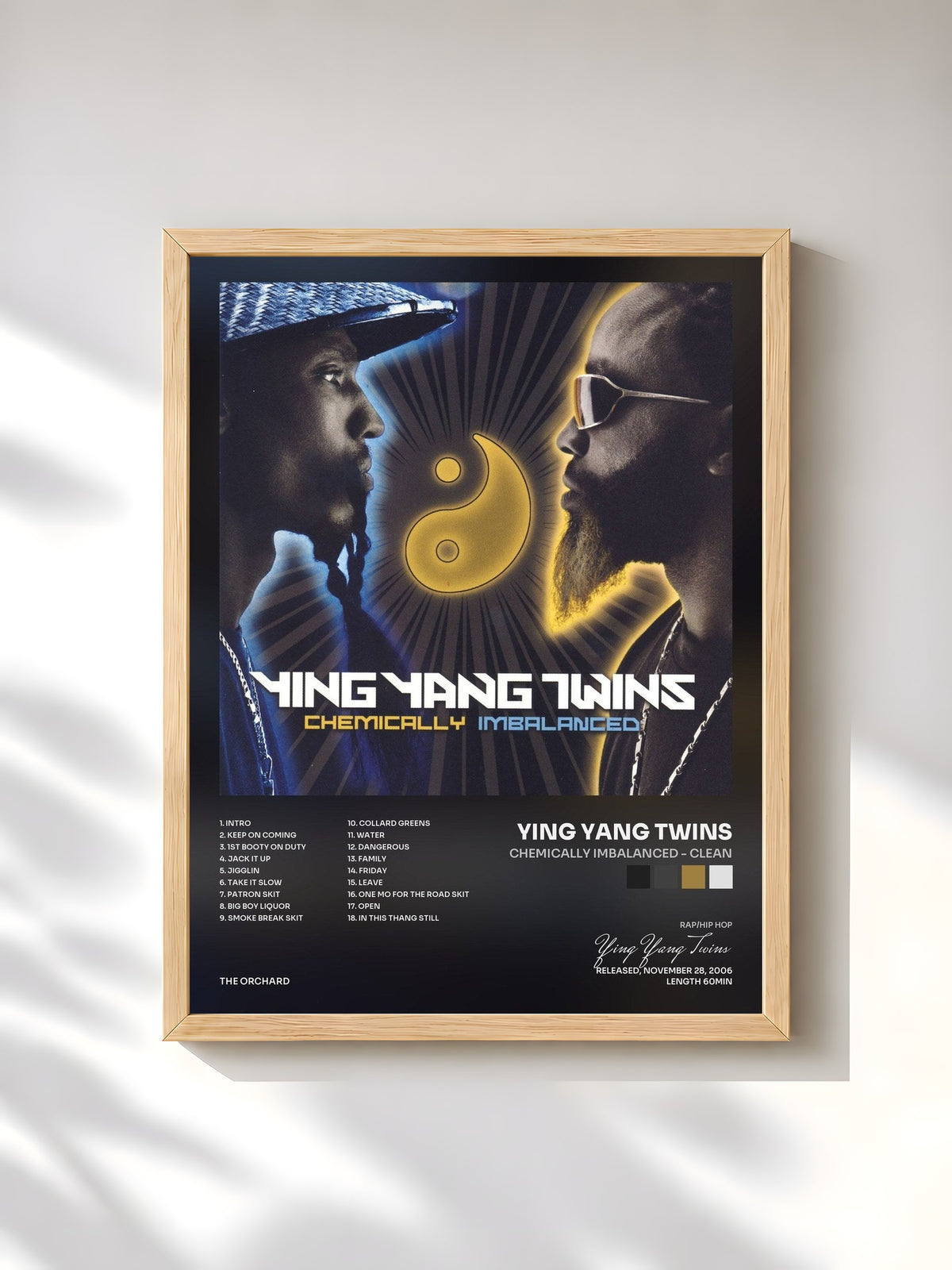 #bois Tableau de l'album Chemically Imbalanced - Clean de Ying Yang Twins, cadre en bois brut, imprimé et encadré en France