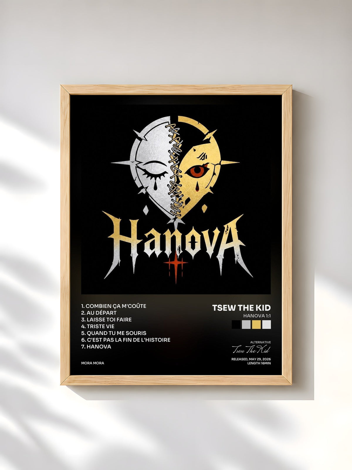 #bois Tableau de l'album HANOVA 1:1 de Tsew The Kid, cadre en bois brut, imprimé et encadré en France