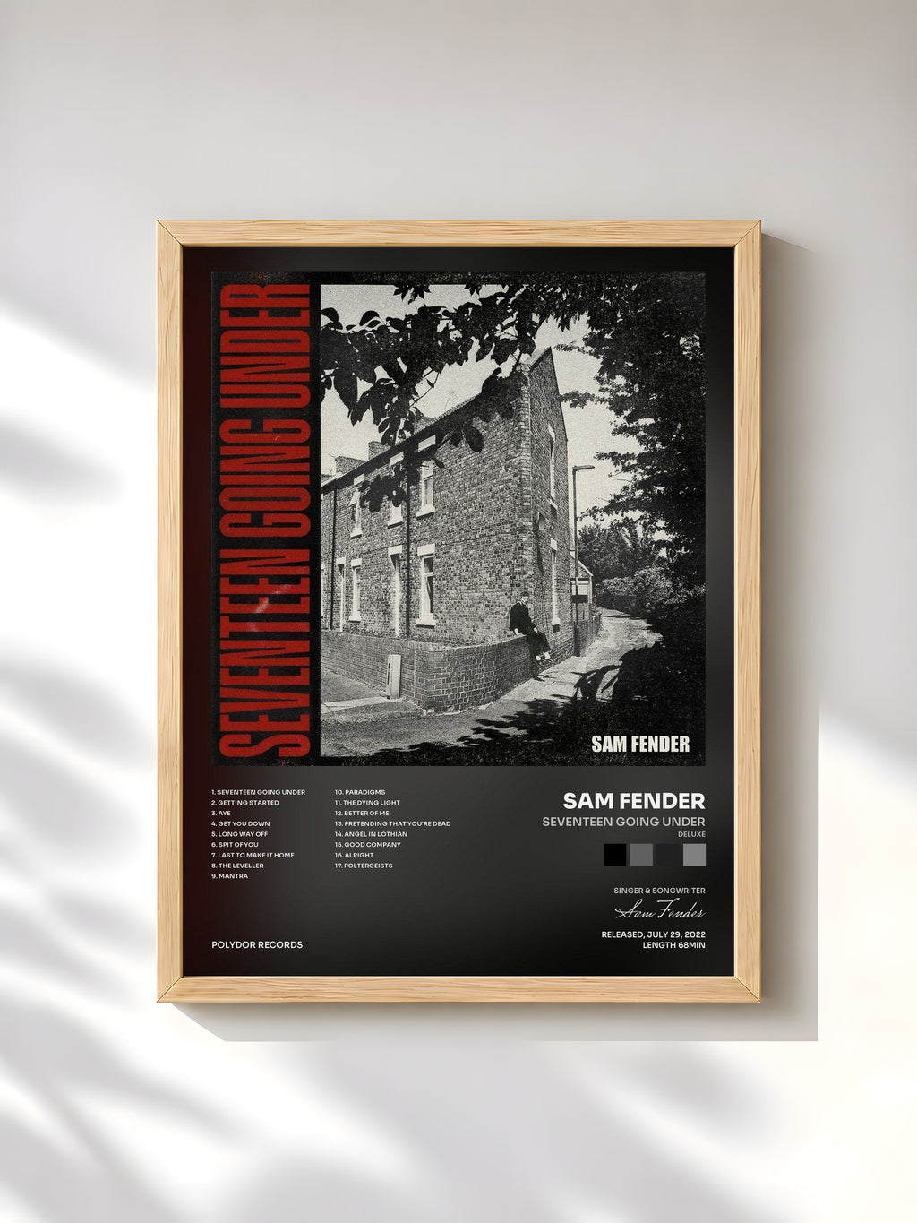 #bois Tableau de l'album Seventeen Going Under (Deluxe) de Sam Fender, cadre en bois brut, imprimé et encadré en France