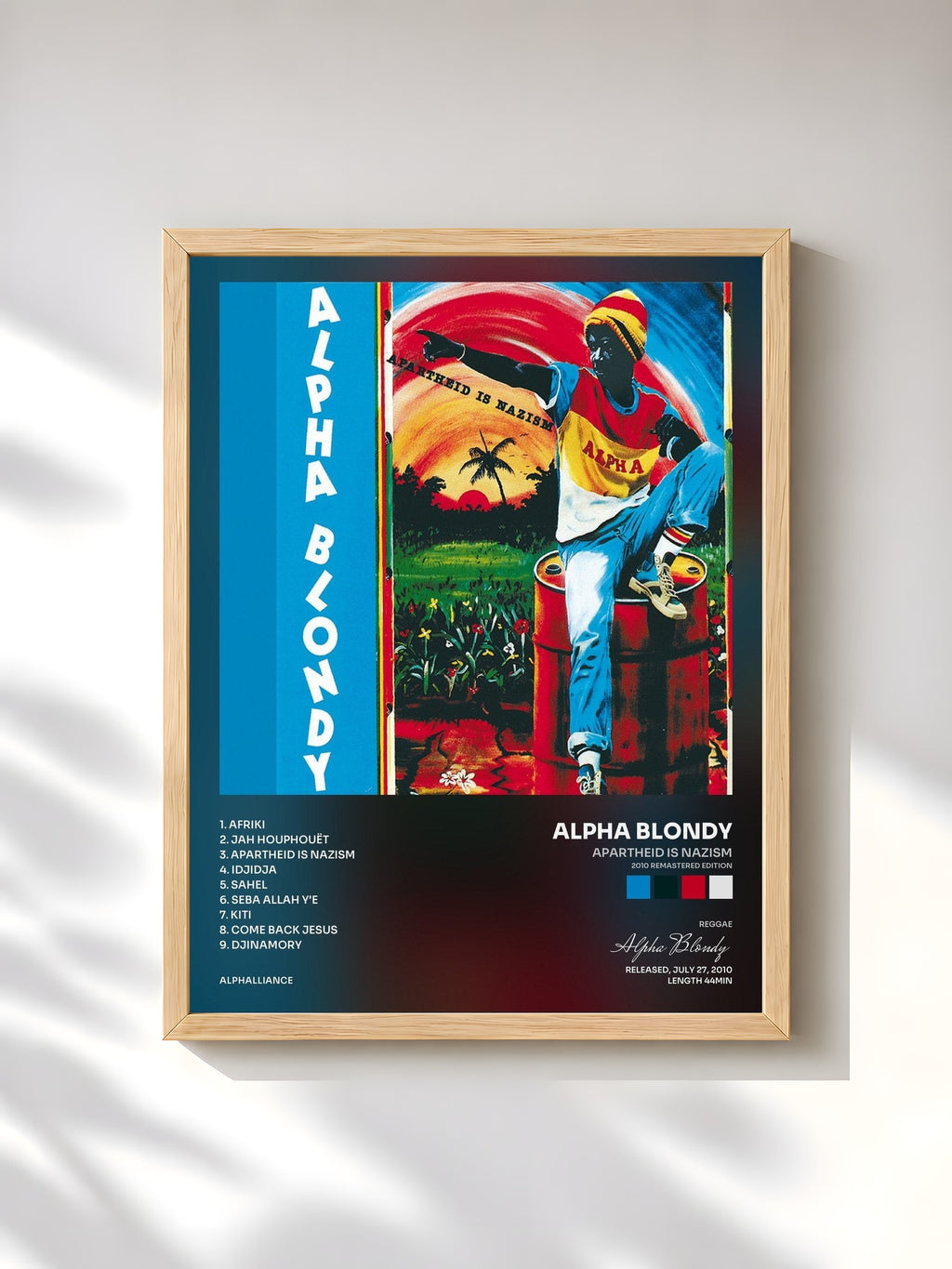 #bois Tableau de l'album Apartheid Is Nazism (2010 Remastered Edition) de Alpha Blondy, cadre en bois brut, imprimé et encadré en France