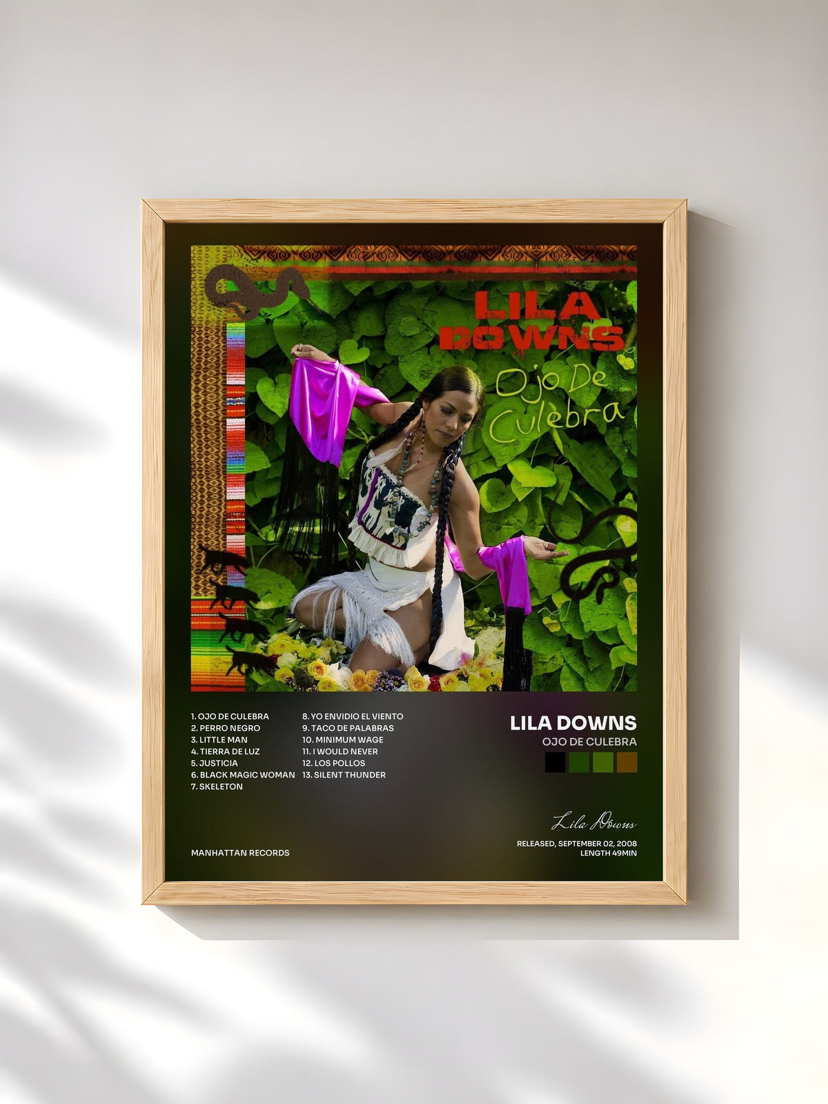 #bois Tableau de l'album Ojo De Culebra de Lila Downs, cadre en bois brut, imprimé et encadré en France