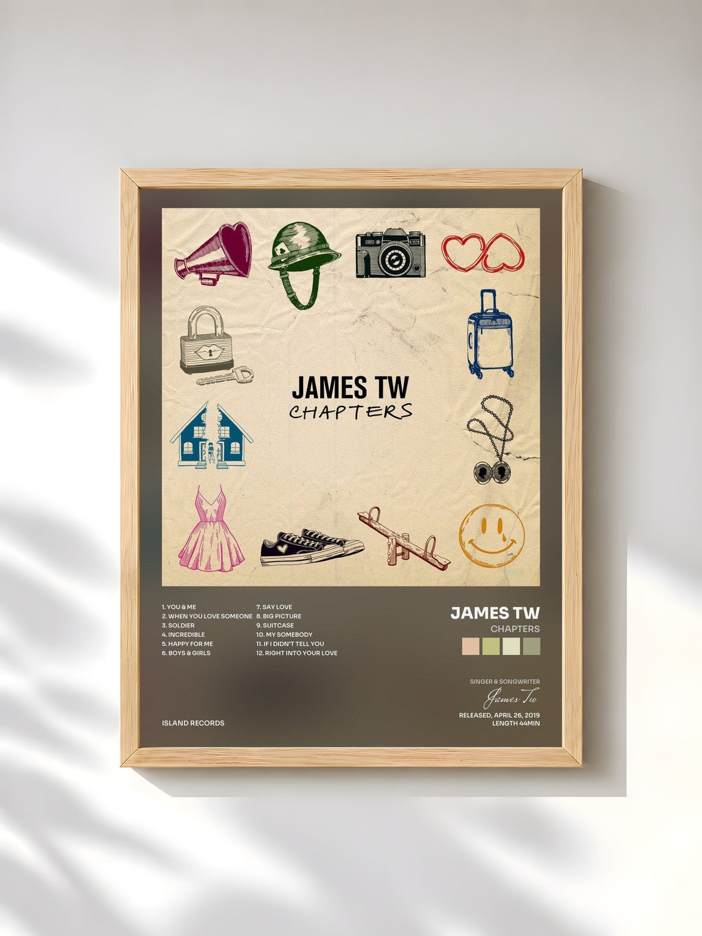 #bois Tableau de l'album Chapters de James Tw, cadre en bois brut, imprimé et encadré en France