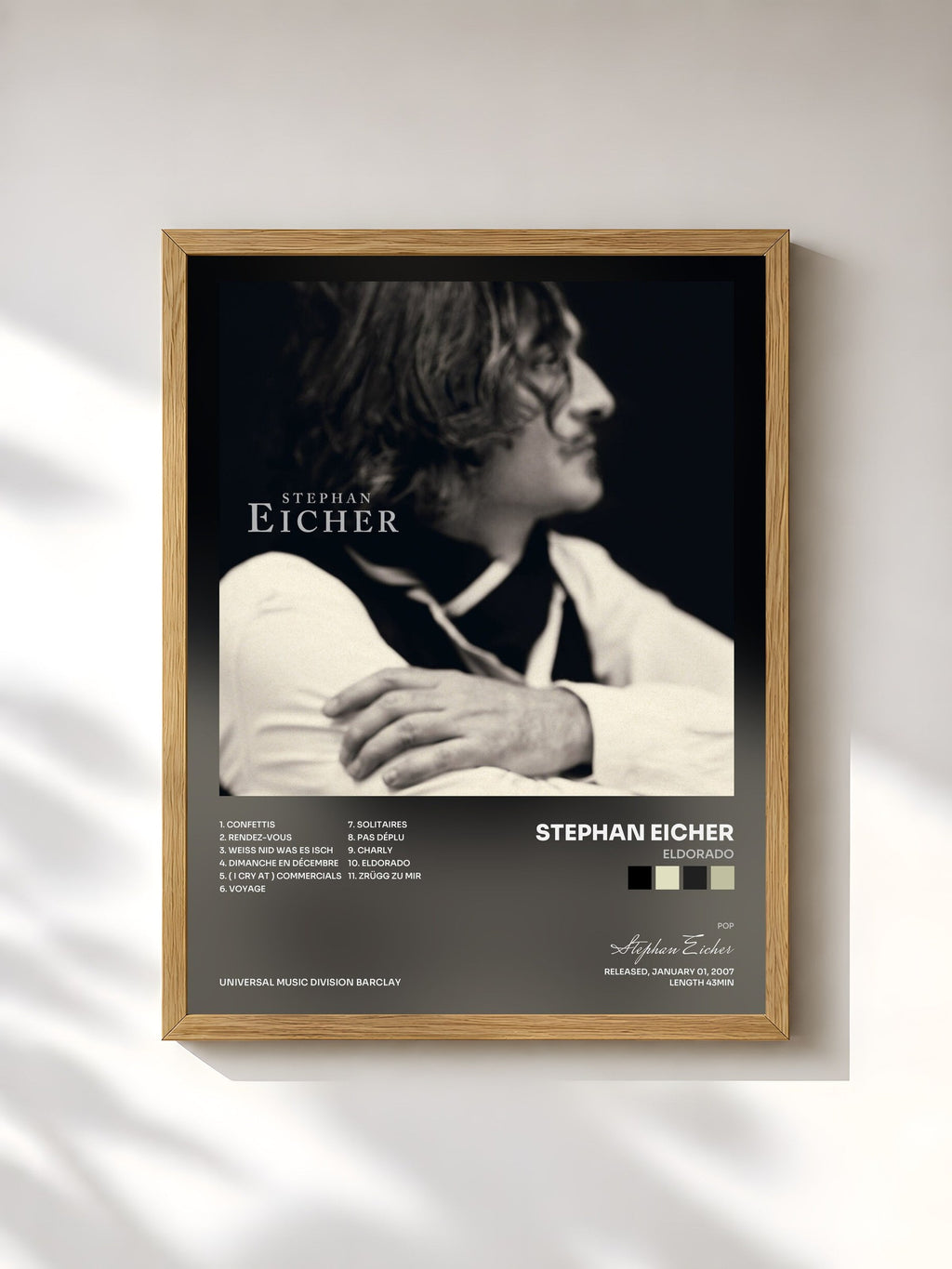 #bois Tableau de l'album Eldorado de Stephan Eicher, cadre en bois brut, imprimé et encadré en France