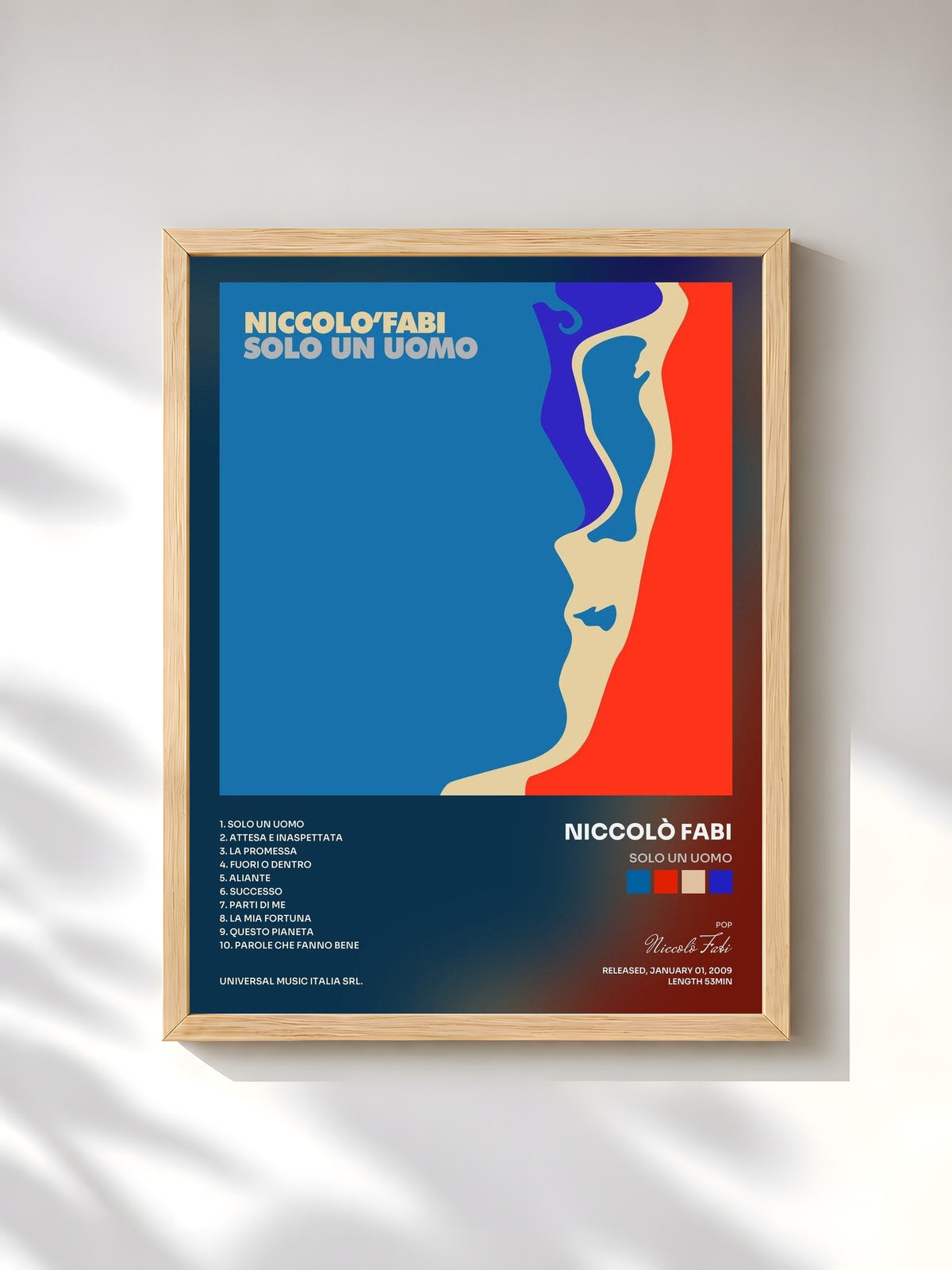 #bois Tableau de l'album Solo Un Uomo de Niccolò Fabi, cadre en bois brut, imprimé et encadré en France