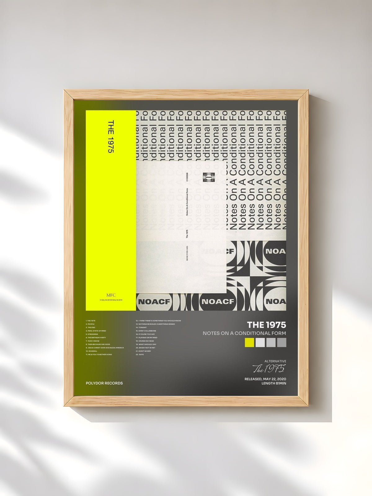 #bois Tableau de l'album Notes On A Conditional Form de The 1975, cadre en bois brut, imprimé et encadré en France