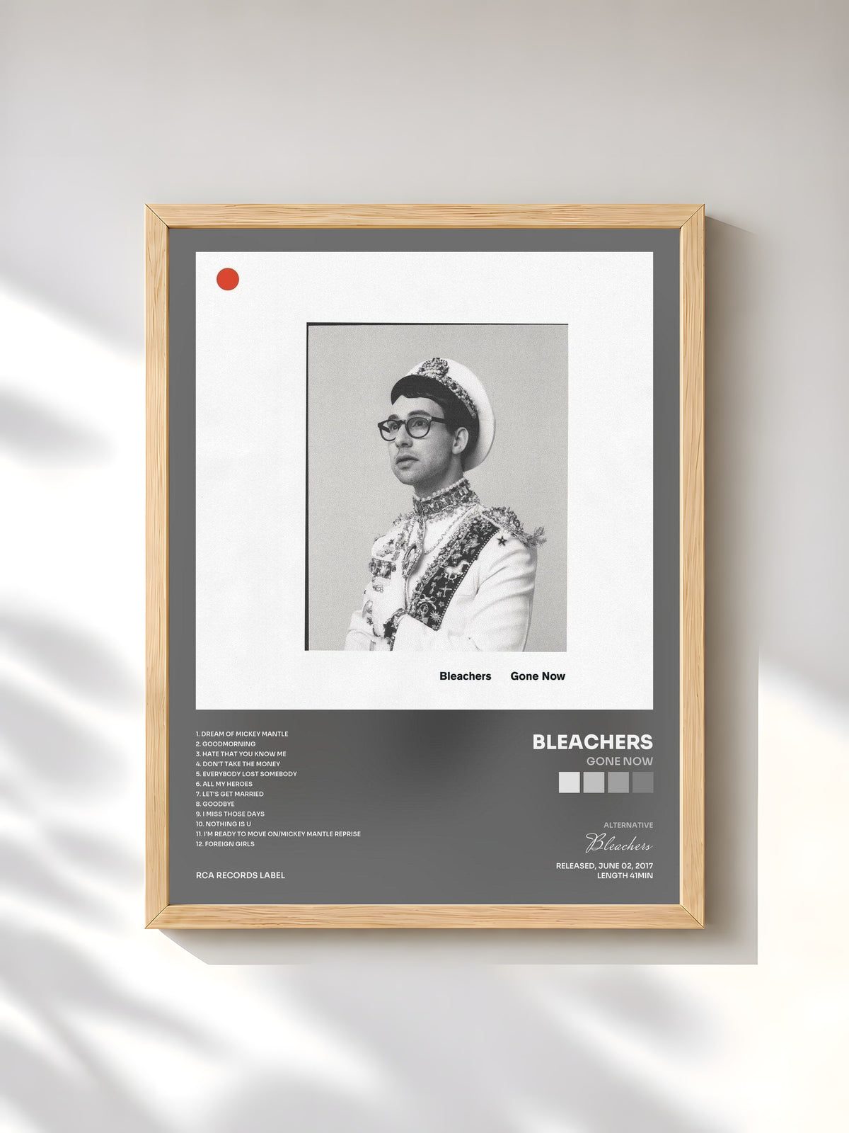 #bois Tableau de l'album Gone Now de Bleachers, cadre en bois brut, imprimé et encadré en France