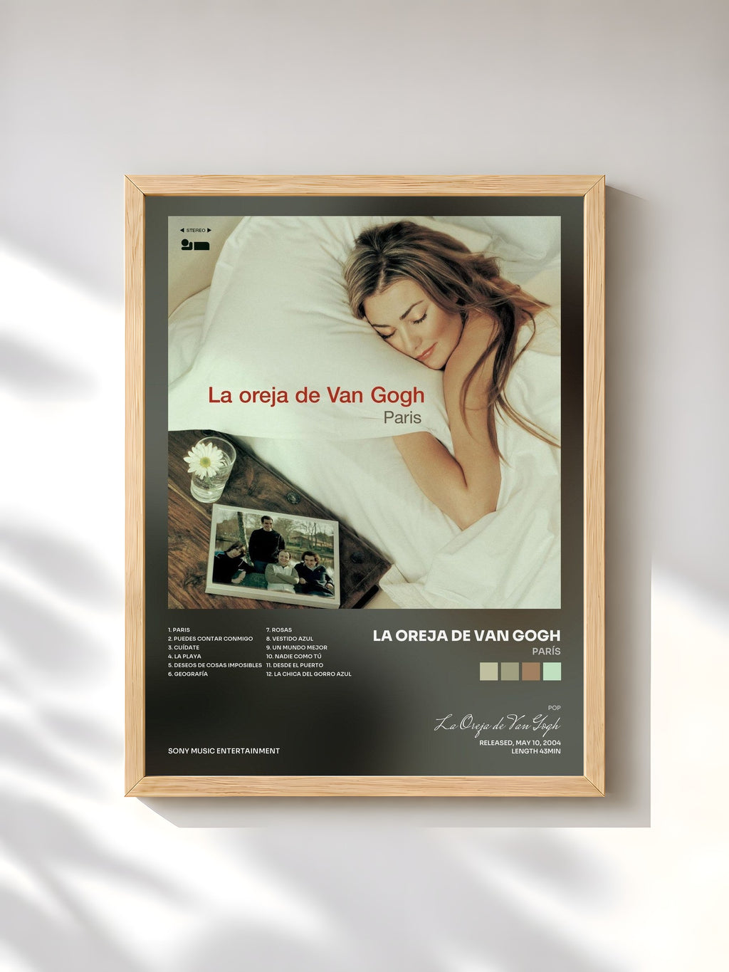 #bois Tableau de l'album París de La Oreja de Van Gogh, cadre en bois brut, imprimé et encadré en France