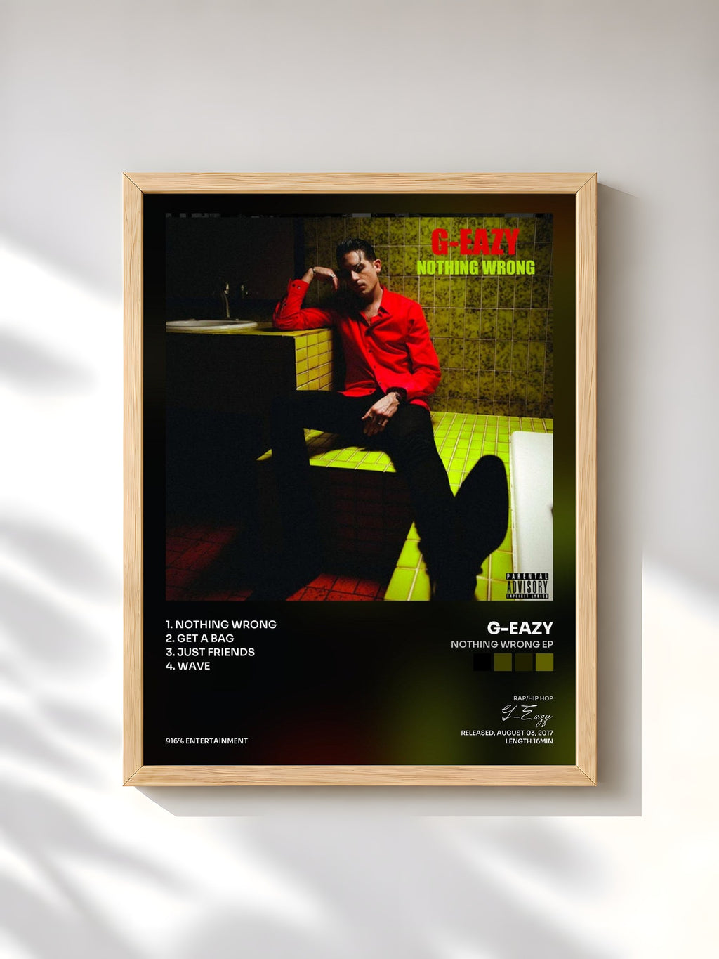 #bois Tableau de l'album Nothing Wrong Ep de G-Eazy, cadre en bois brut, imprimé et encadré en France