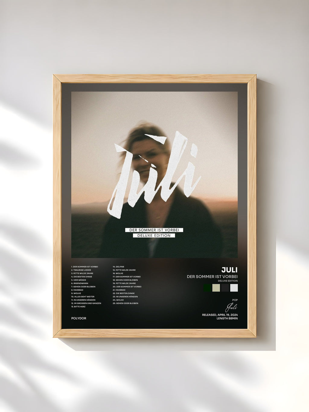#bois Tableau de l'album Der Sommer ist vorbei (Deluxe Edition) de Juli, cadre en bois brut, imprimé et encadré en France