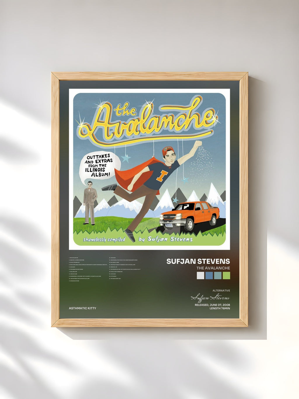 #bois Tableau de l'album The Avalanche de Sufjan Stevens, cadre en bois brut, imprimé et encadré en France