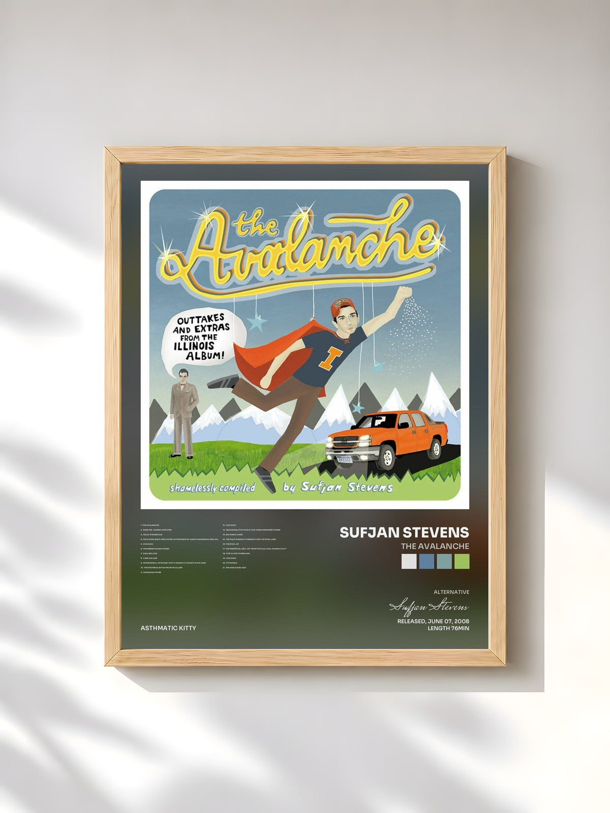 #bois Tableau de l'album The Avalanche de Sufjan Stevens, cadre en bois brut, imprimé et encadré en France