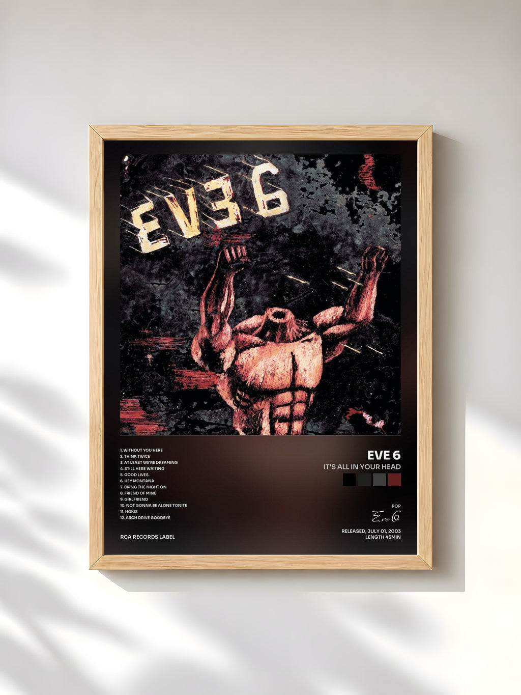 #bois Tableau de l'album It's All In Your Head de Eve 6, cadre en bois brut, imprimé et encadré en France