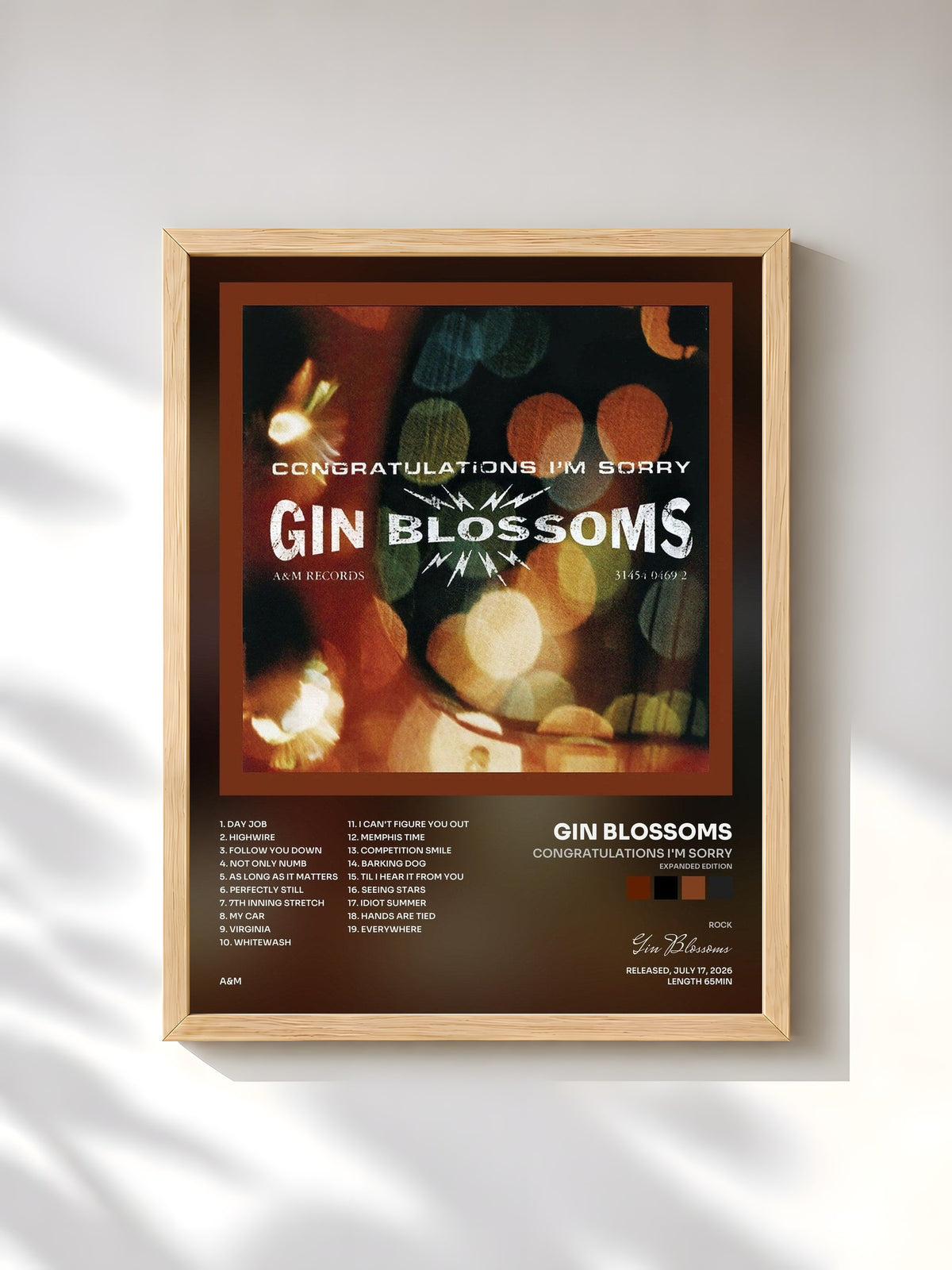 #bois Tableau de l'album Congratulations I'm Sorry (Expanded Edition) de Gin Blossoms, cadre en bois brut, imprimé et encadré en France