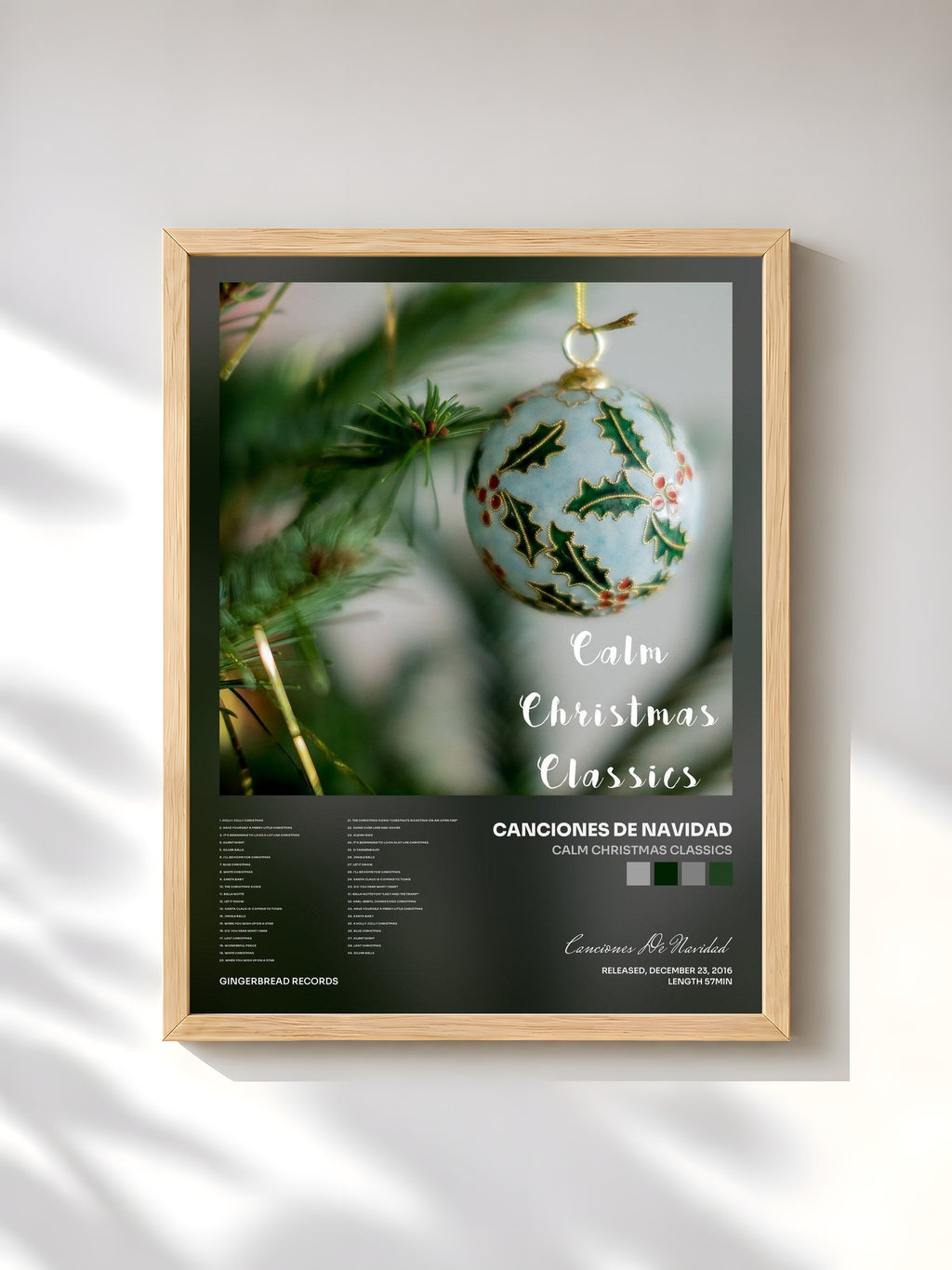 #bois Tableau de l'album Calm Christmas Classics de Canciones De Navidad, cadre en bois brut, imprimé et encadré en France