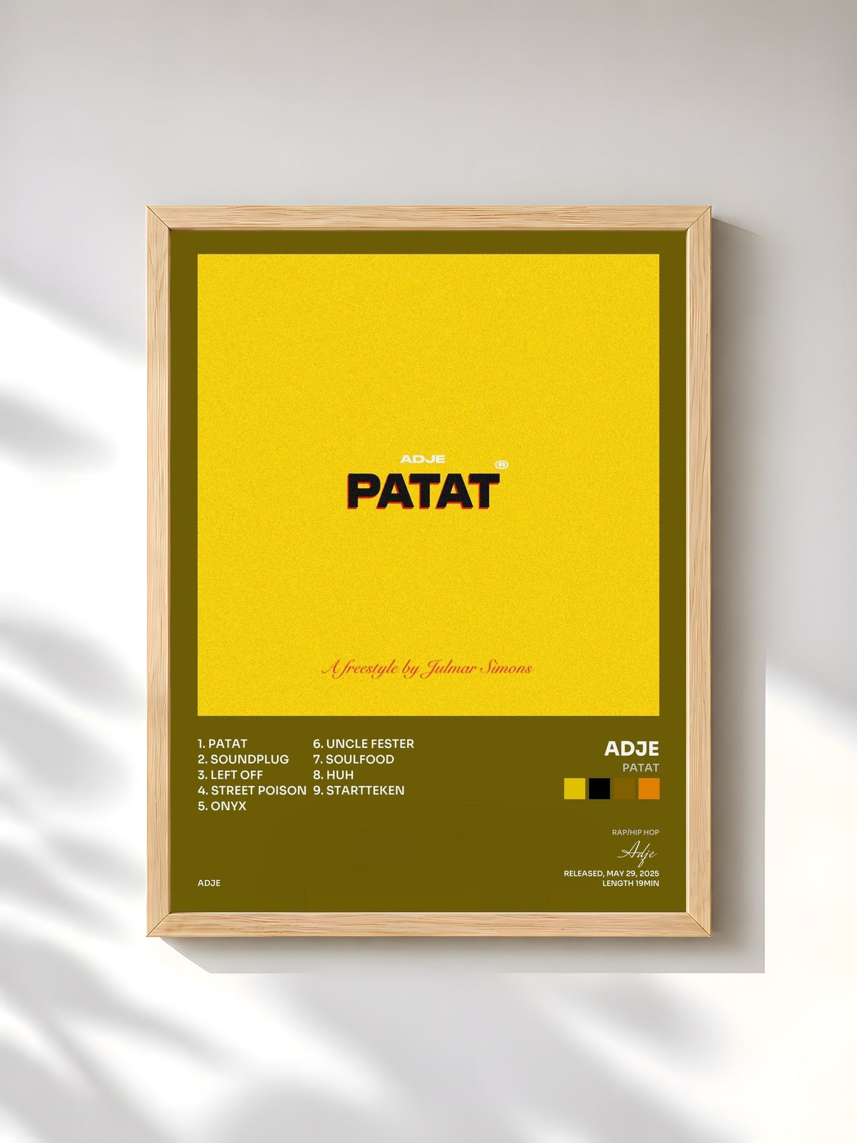 #bois Tableau de l'album patat de Adje, cadre en bois brut, imprimé et encadré en France