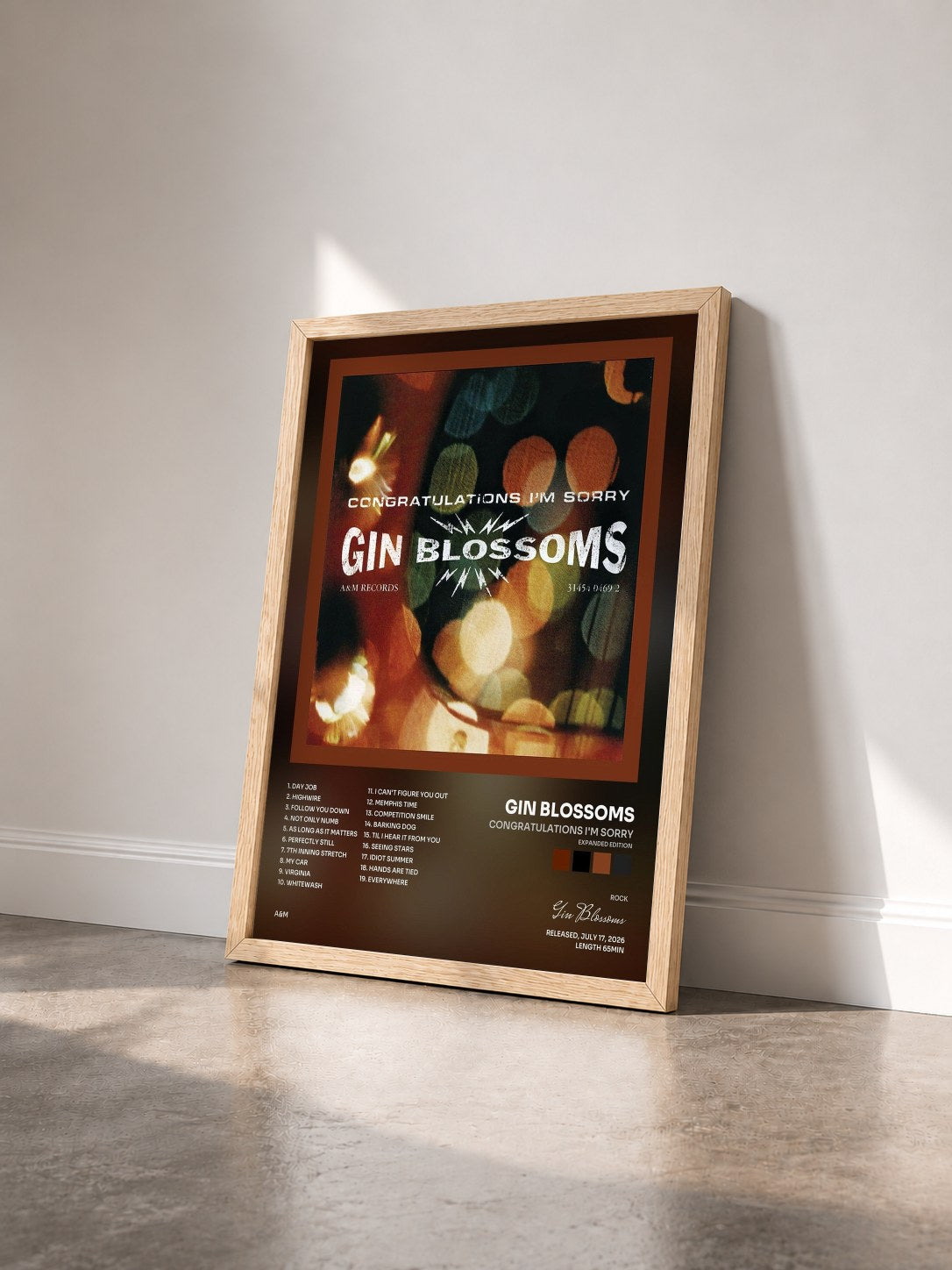 #bois Tableau de l'album Congratulations I'm Sorry (Expanded Edition) de Gin Blossoms vu de trois quarts, cadre en bois brut