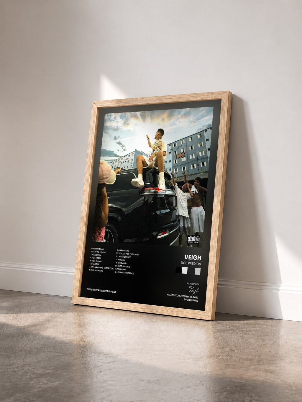 #bois Tableau de l'album Dos Prédios de Veigh vu de trois quarts, cadre en bois brut