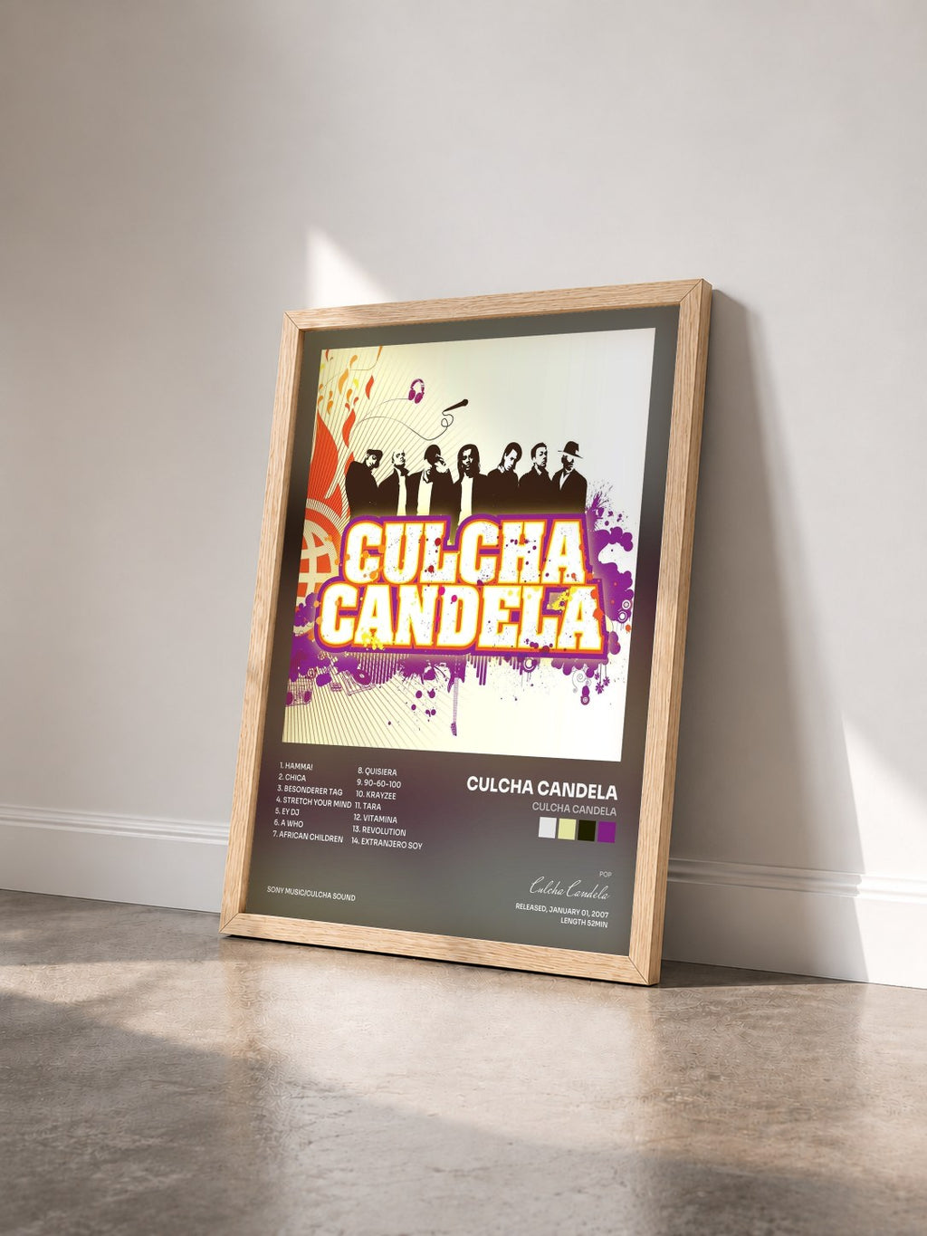#bois Tableau de l'album Culcha Candela de Culcha Candela vu de trois quarts, cadre en bois brut