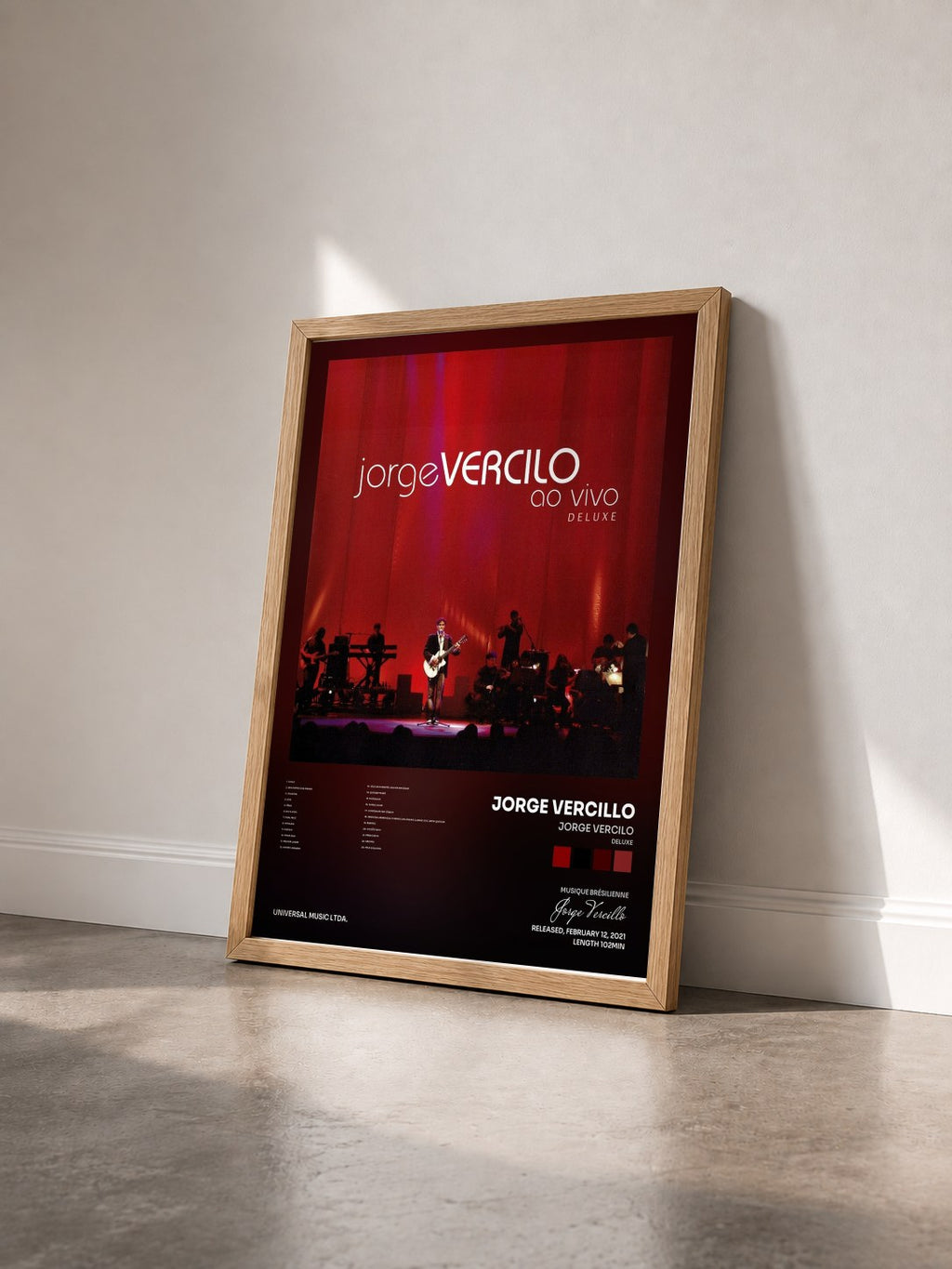 #bois Tableau de l'album Jorge Vercilo (Deluxe) de Jorge Vercillo vu de trois quarts, cadre en bois brut