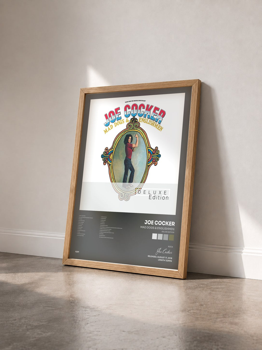 #bois Tableau de l'album Mad Dogs & Englishmen (Deluxe Edition) de Joe Cocker vu de trois quarts, cadre en bois brut