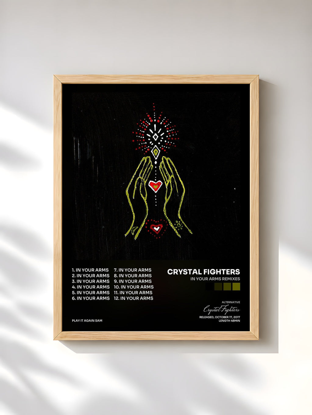 #bois Tableau de l'album In Your Arms Remixes de Crystal Fighters, cadre en bois brut, imprimé et encadré en France