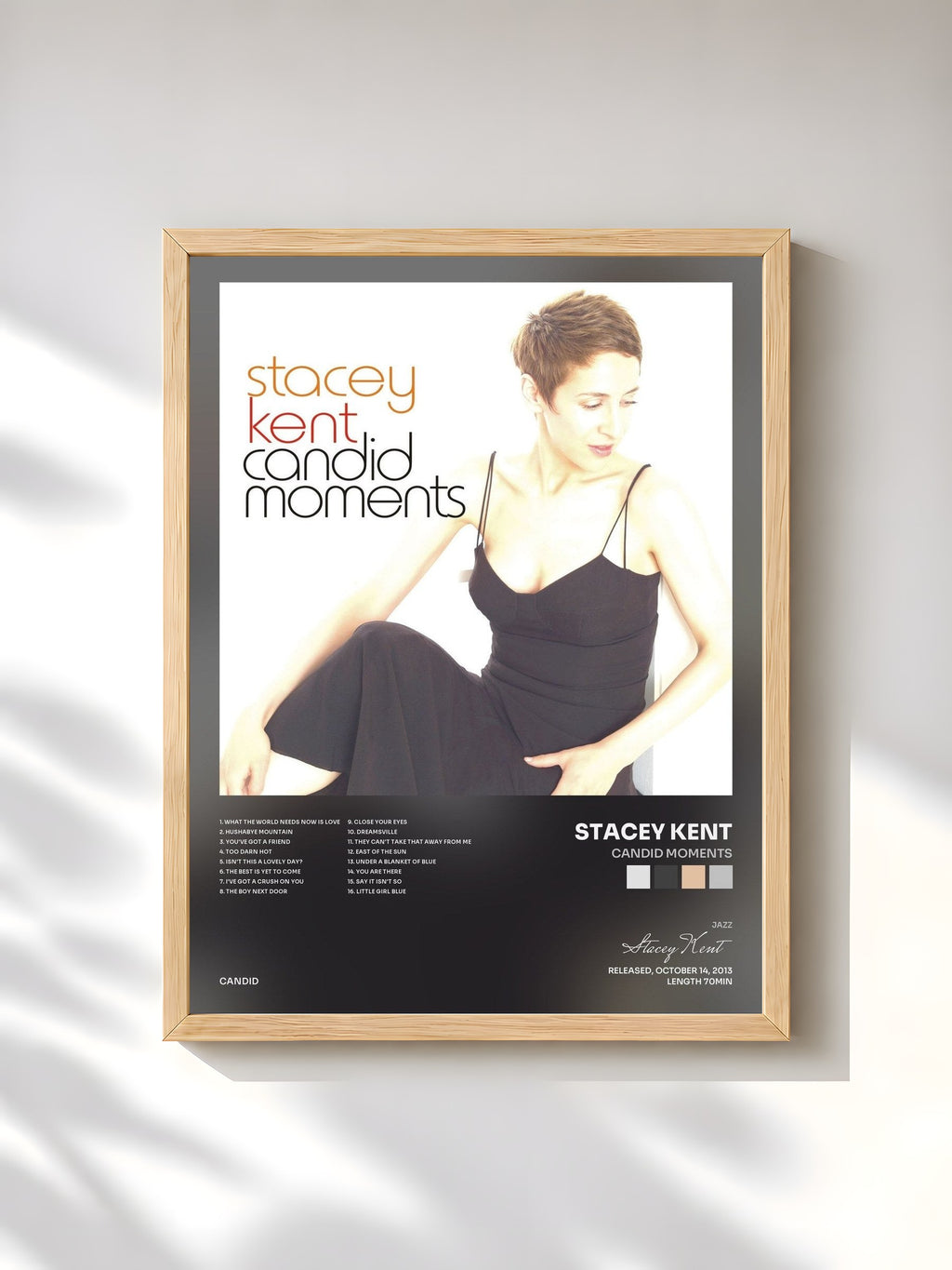 #bois Tableau de l'album Candid Moments de Stacey Kent, cadre en bois brut, imprimé et encadré en France