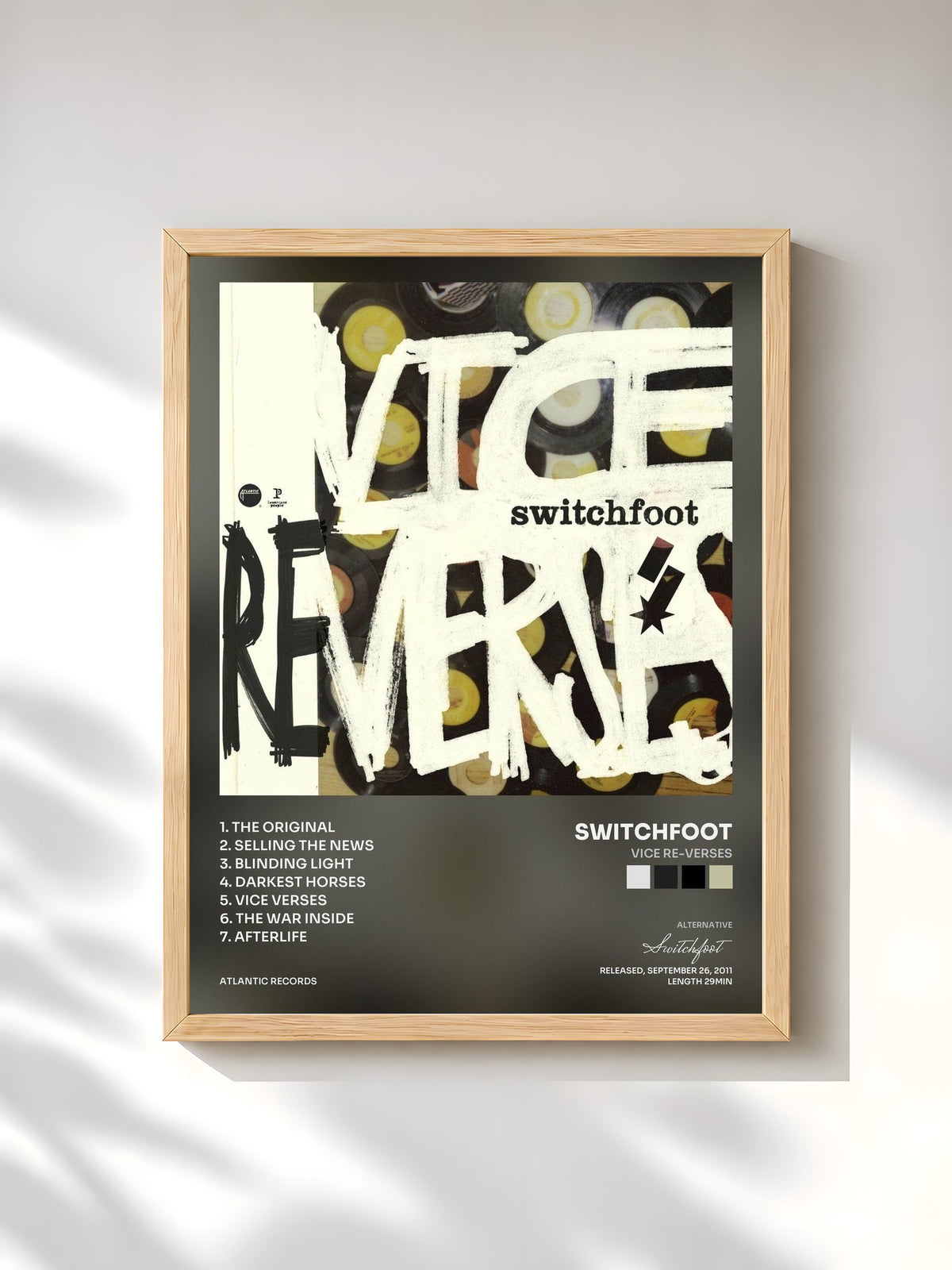#bois Tableau de l'album Vice Re-Verses de Switchfoot, cadre en bois brut, imprimé et encadré en France