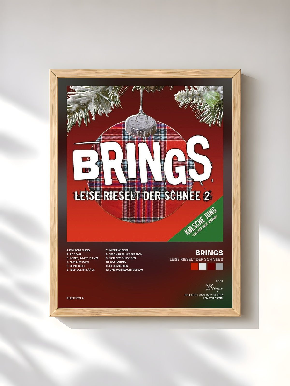 #bois Tableau de l'album Leise rieselt der Schnee 2 de Brings, cadre en bois brut, imprimé et encadré en France