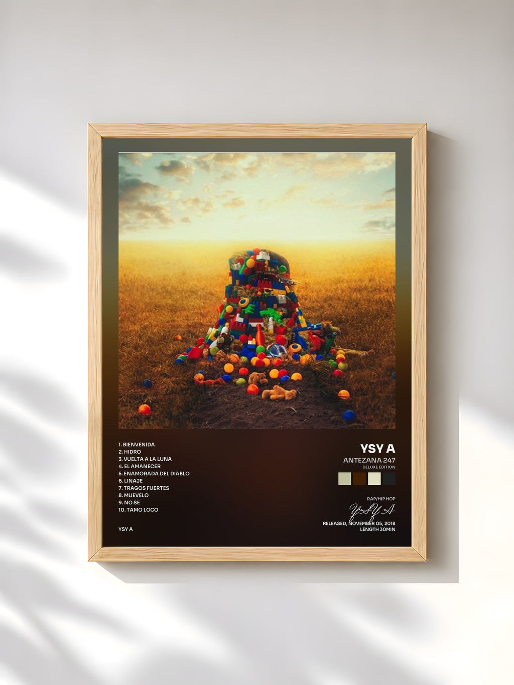 #bois Tableau de l'album Antezana 247 (Deluxe Edition) de YSY A, cadre en bois brut, imprimé et encadré en France