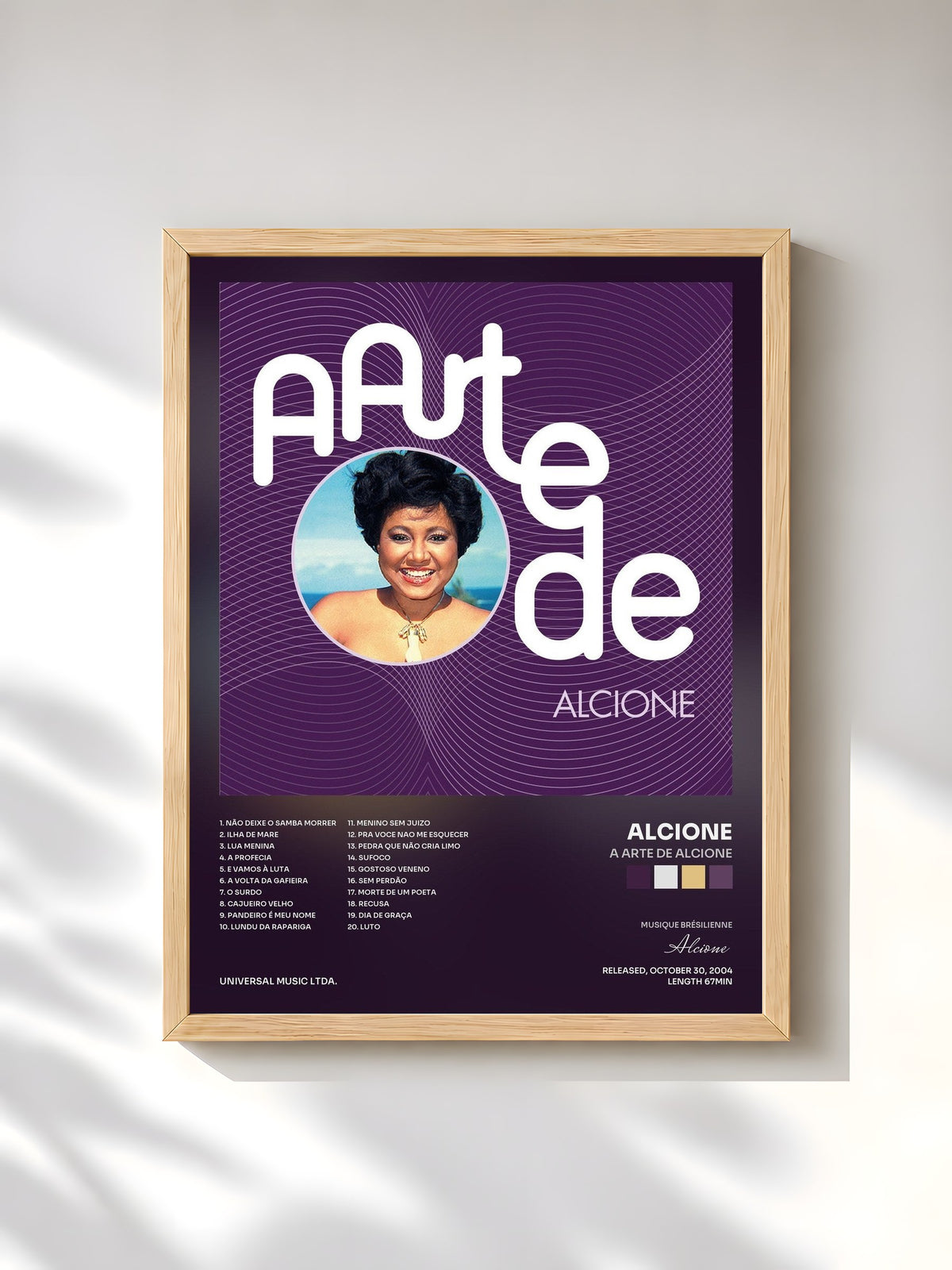 #bois Tableau de l'album A Arte De Alcione de Alcione, cadre en bois brut, imprimé et encadré en France